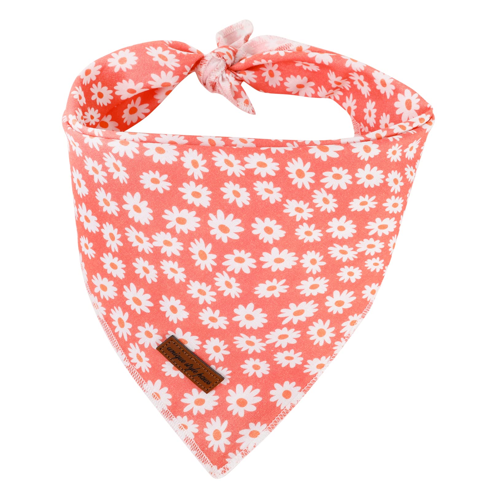 Unique Style Paws Dog Bandanas 1Pc Washable Cotton Triangle Dog Scarfs For Small Medium Large Dogs And Cats-Pinkwhiteflower-L