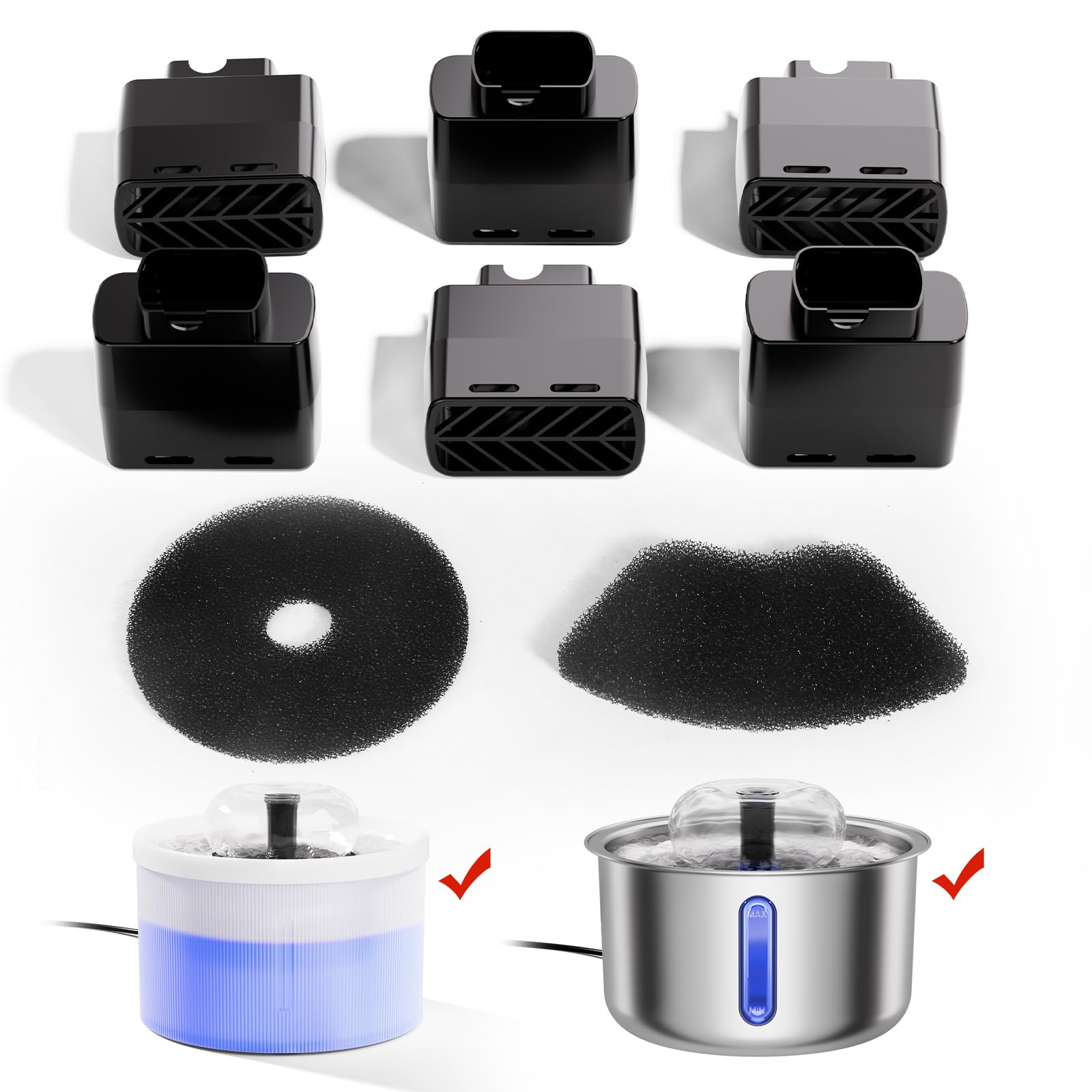 Sankton Replacement Filters For Cat Water Fountain Xysj02 Xysj04, 6 Months Set Of Replacement Filters For Pet Water Fountain, Bl