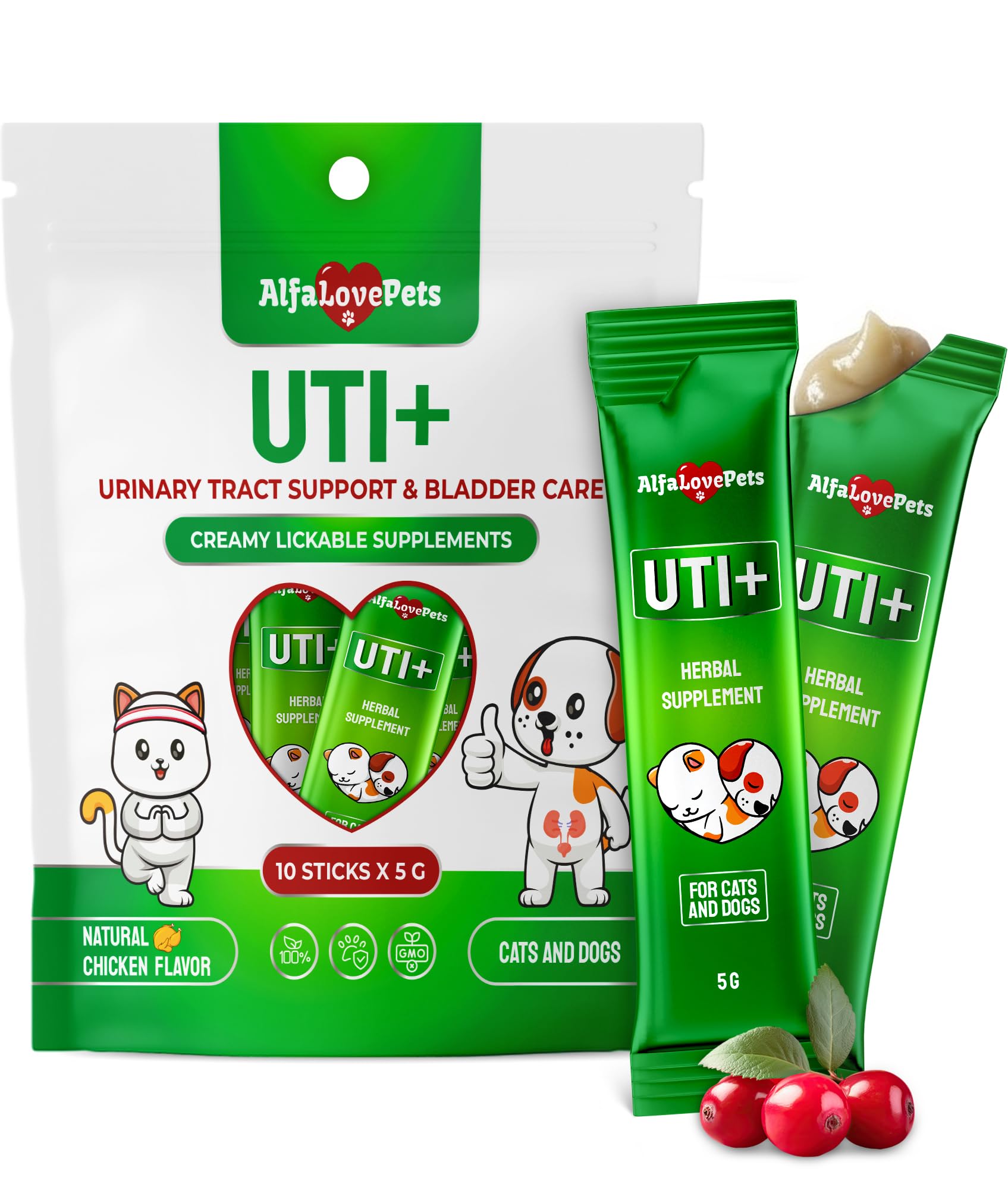 Cat UTI Treatment for Frequent Urination, Bladder & Kidney Irritation - Squeezable Dog UTI Treatment for Natural Care - Creamy U