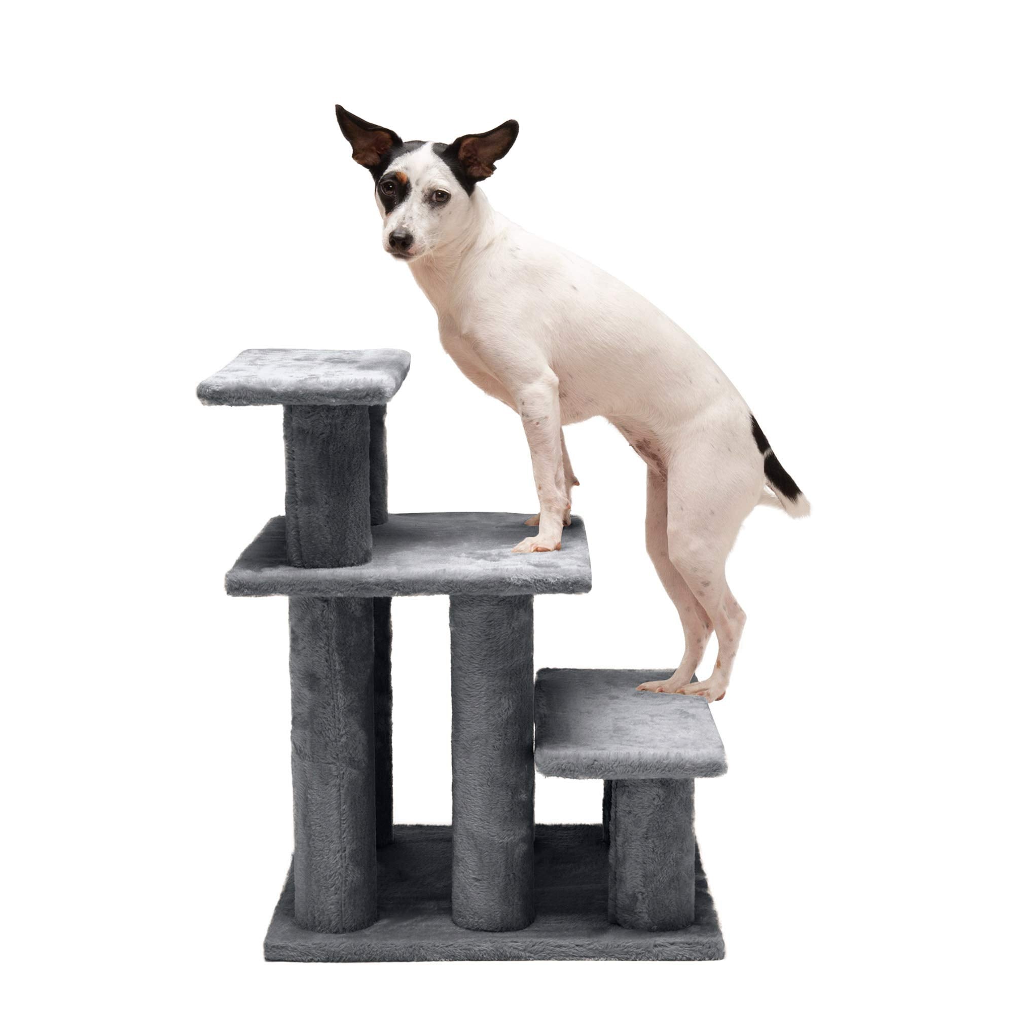 Furhaven Steady Paws Multi-Step Pet Stairs for High Beds & Sofas - Gray, 3-Step