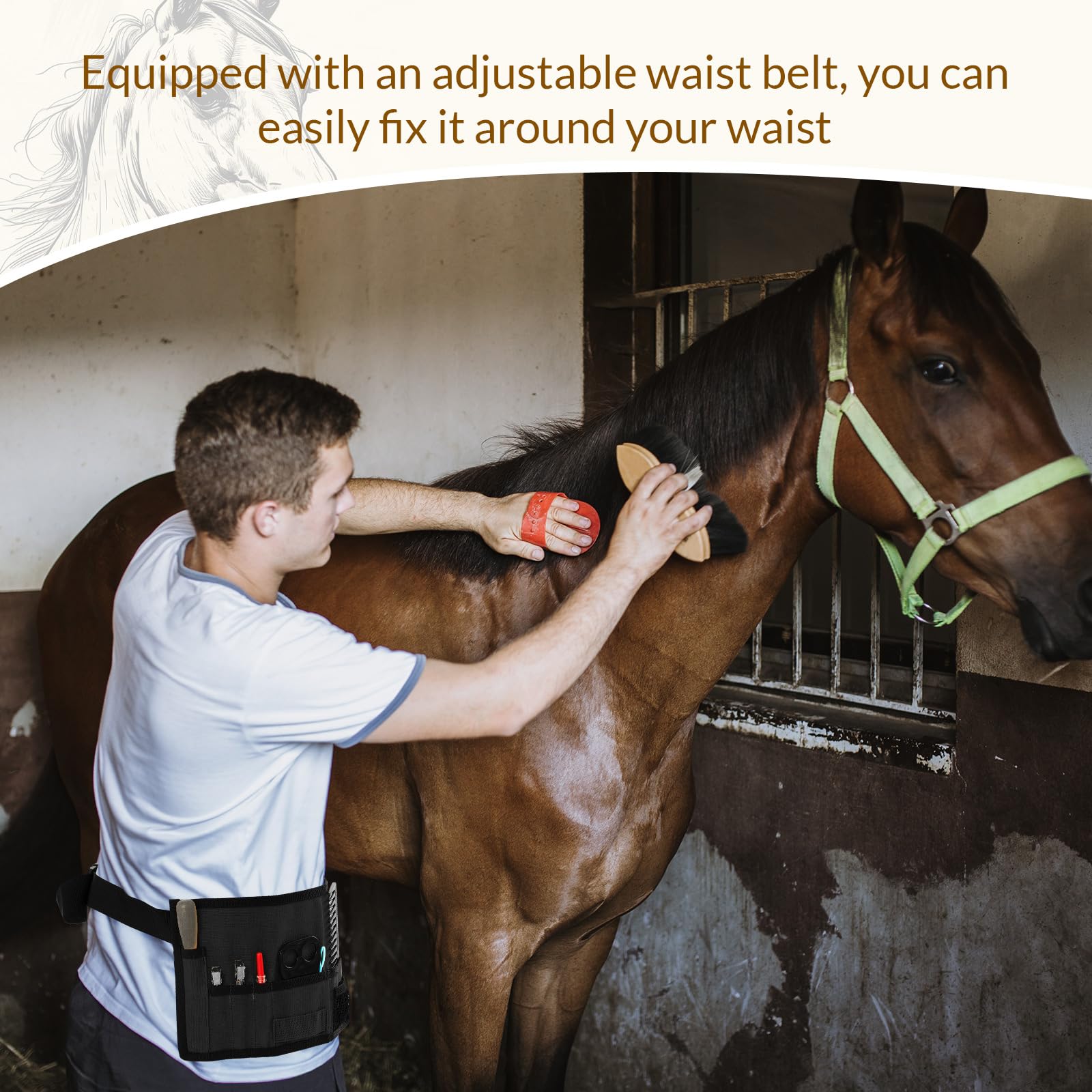 Cosblank 9 Pcs Horse Braiding Kit With Belt Mane Horse Braiding Kit Include Removable Belt With Rug Hook Pin Brush Thread Cutter