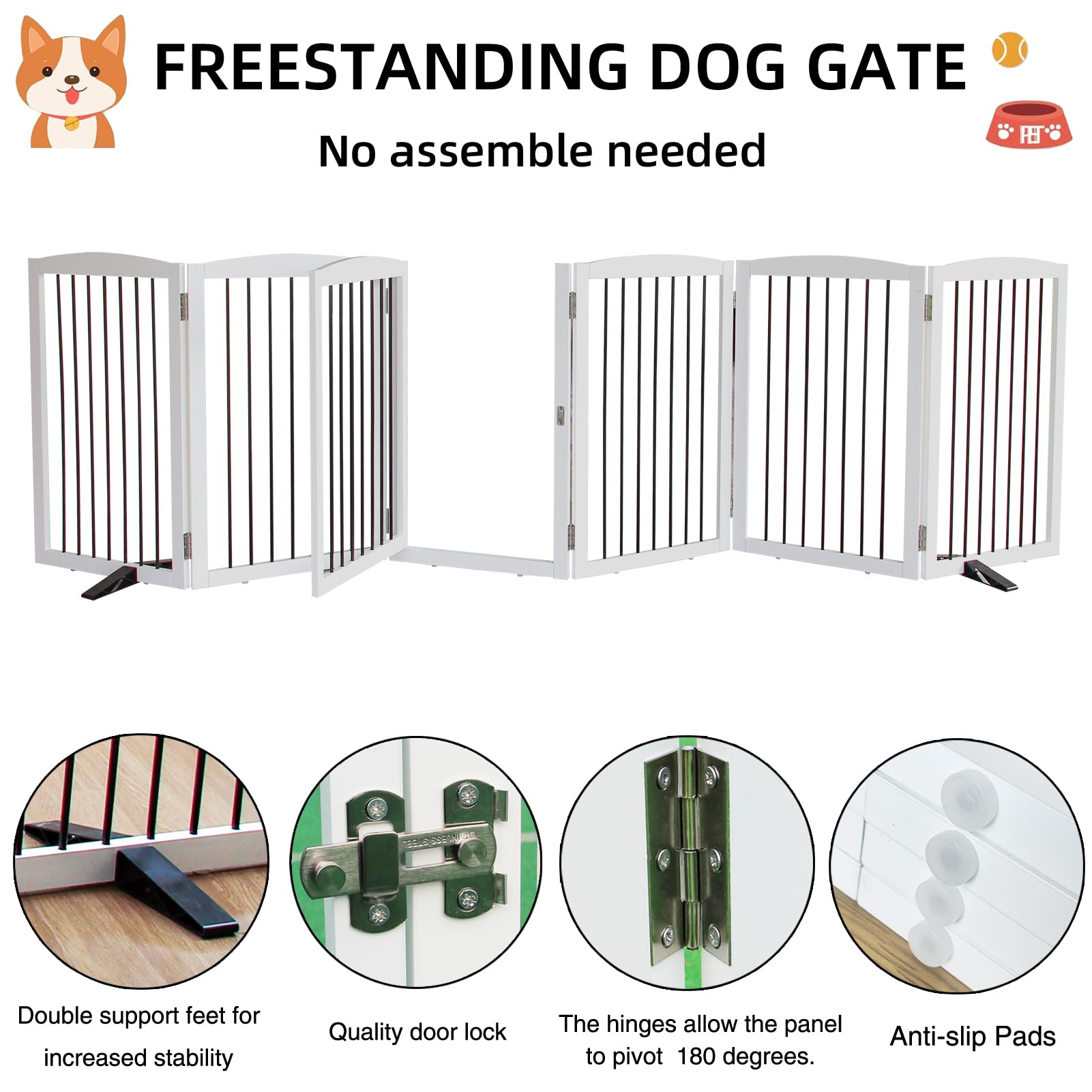 Zjsf Foldable Indoor Dog Door With Walk Through Door, Freestanding Pet Door For The House,Doorways, Stairs, Pet Puppy Safety Fen
