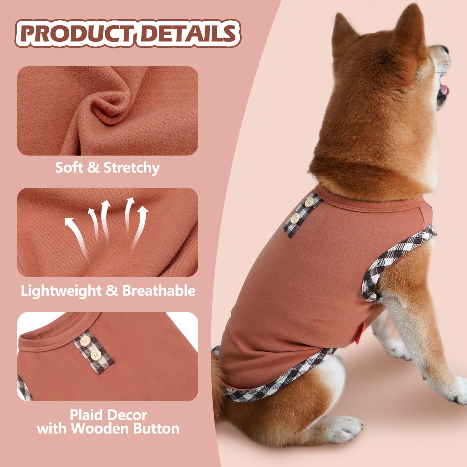 Kyeese 2Pack Dog Shirt Soft T-Shirt Sleeveless Shirt Vest Lightweight Fleece Coats Sweatshirt Stretchy Clothes Sweater For Mediu