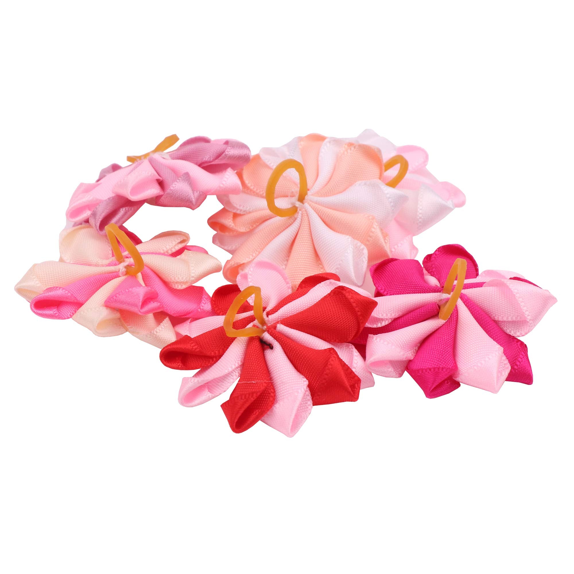 Yaka 40Pcs Hot Cute Small Dog Colorful Hair Bows Topknot 20 Colors Bowknot With Rubber Bands Pet Grooming Products Pet Hair Bows Hair Accessories