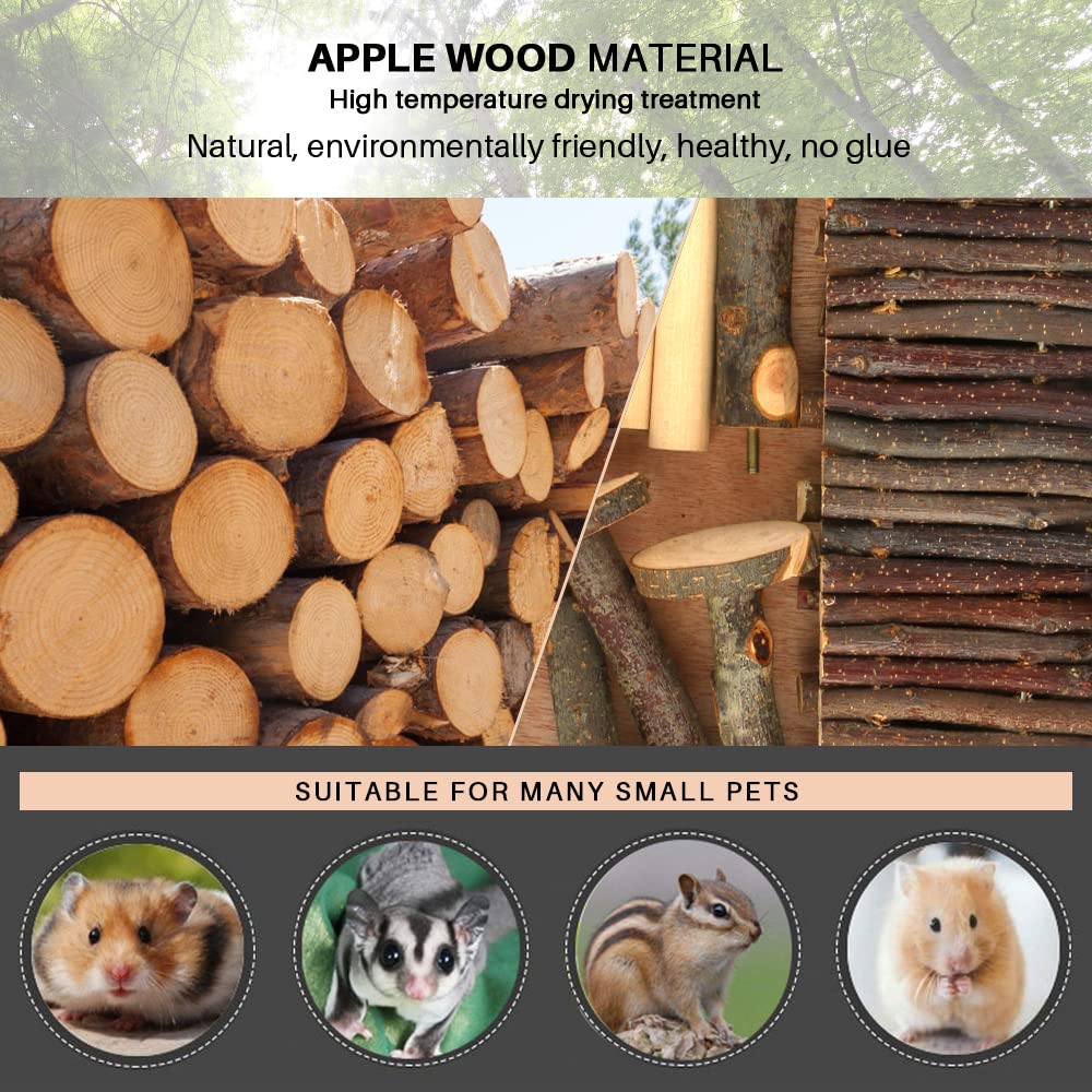 Hamster Climbing Toys Wooden Two-Tier Hamster Playground Activity Platform With Bridge Apple Wood Chewing Toys For Small Pets (L
