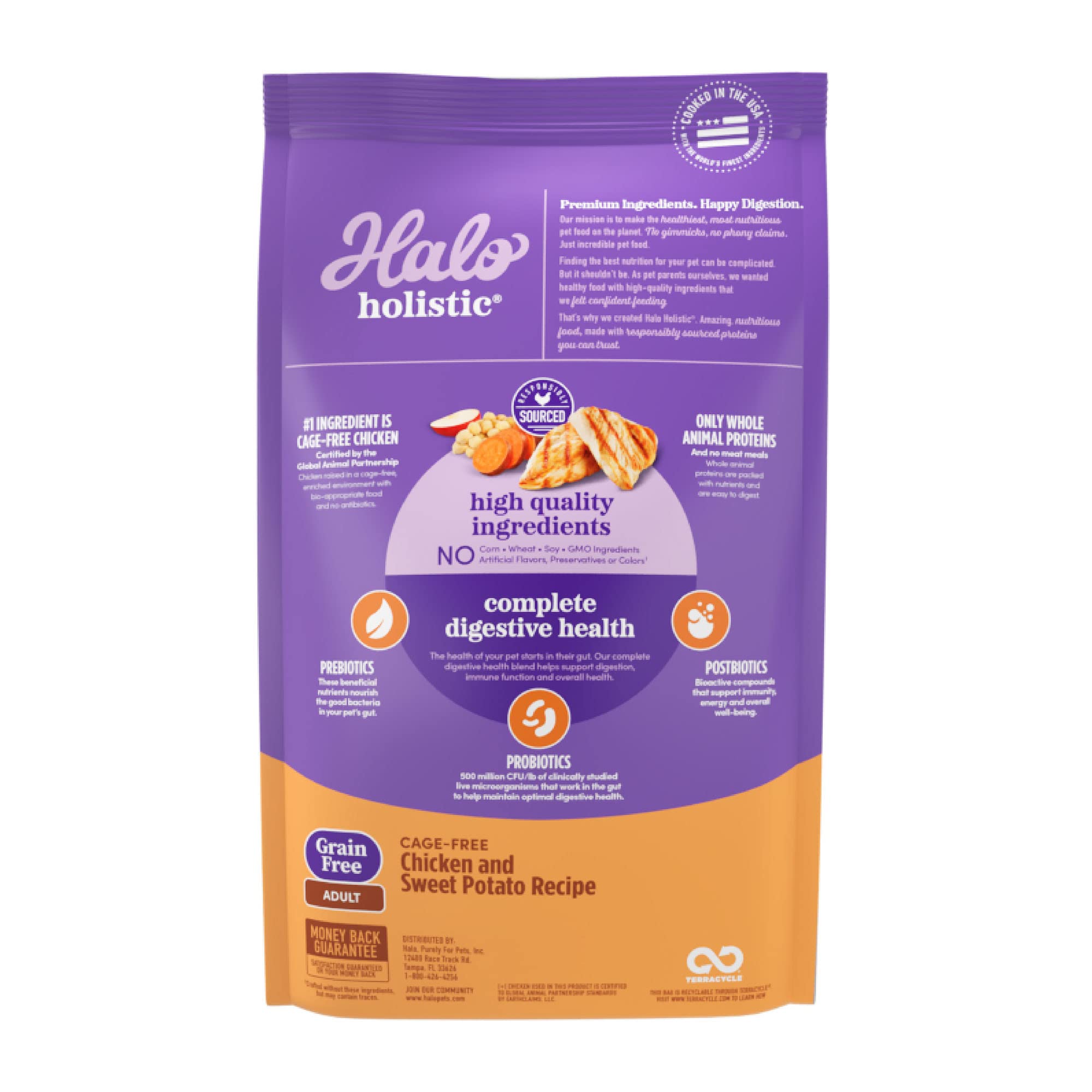 Halo Holistic Adult Dog Grain Free Cage-Free Chicken & Sweet Potato Recipe 10 lb Bag