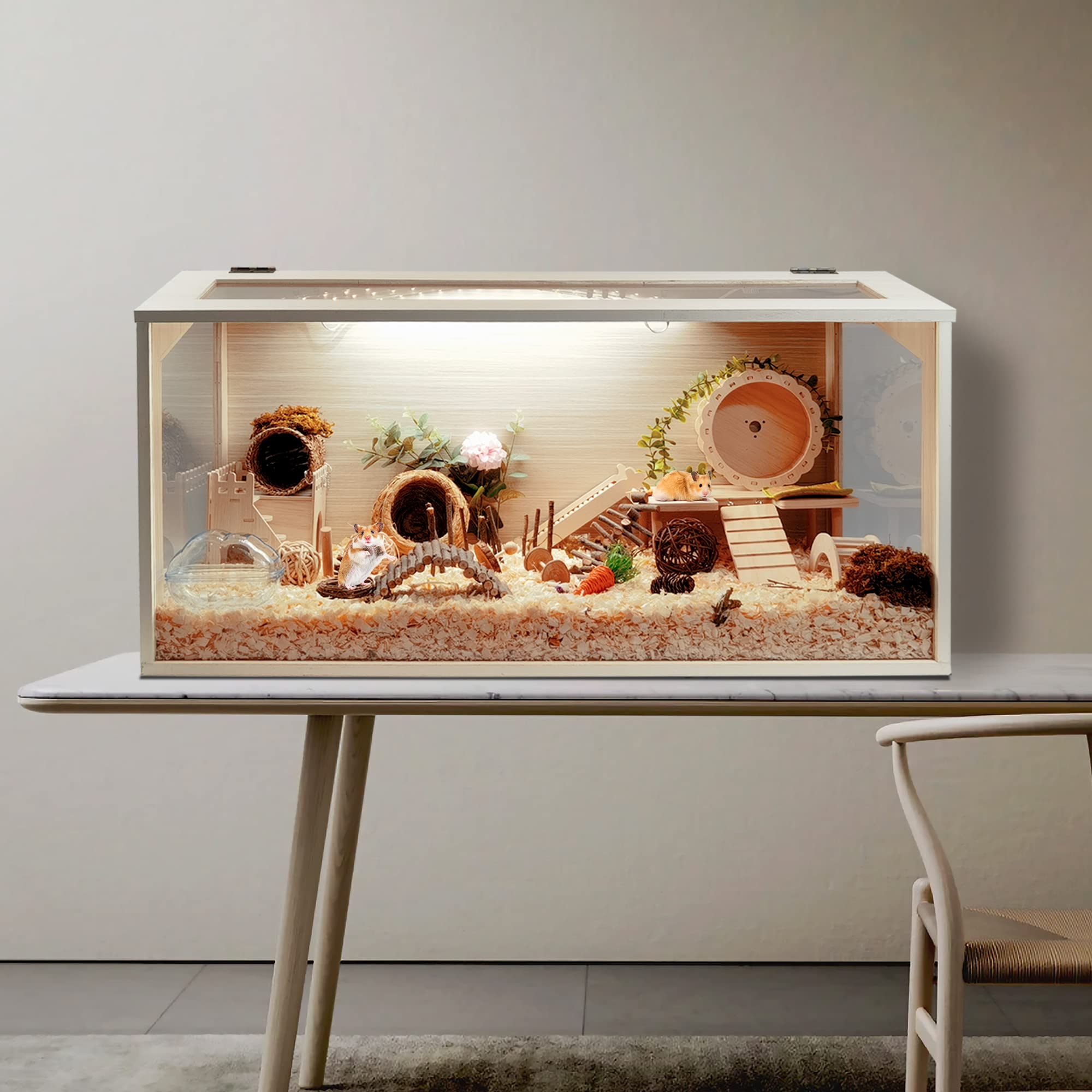 Prolee Hamster Cage Chewproof Wooden 40 Inch Guinea Pig Cages Mice And Rat Habitat Openable Top With Acrylic Sheets Solid Built