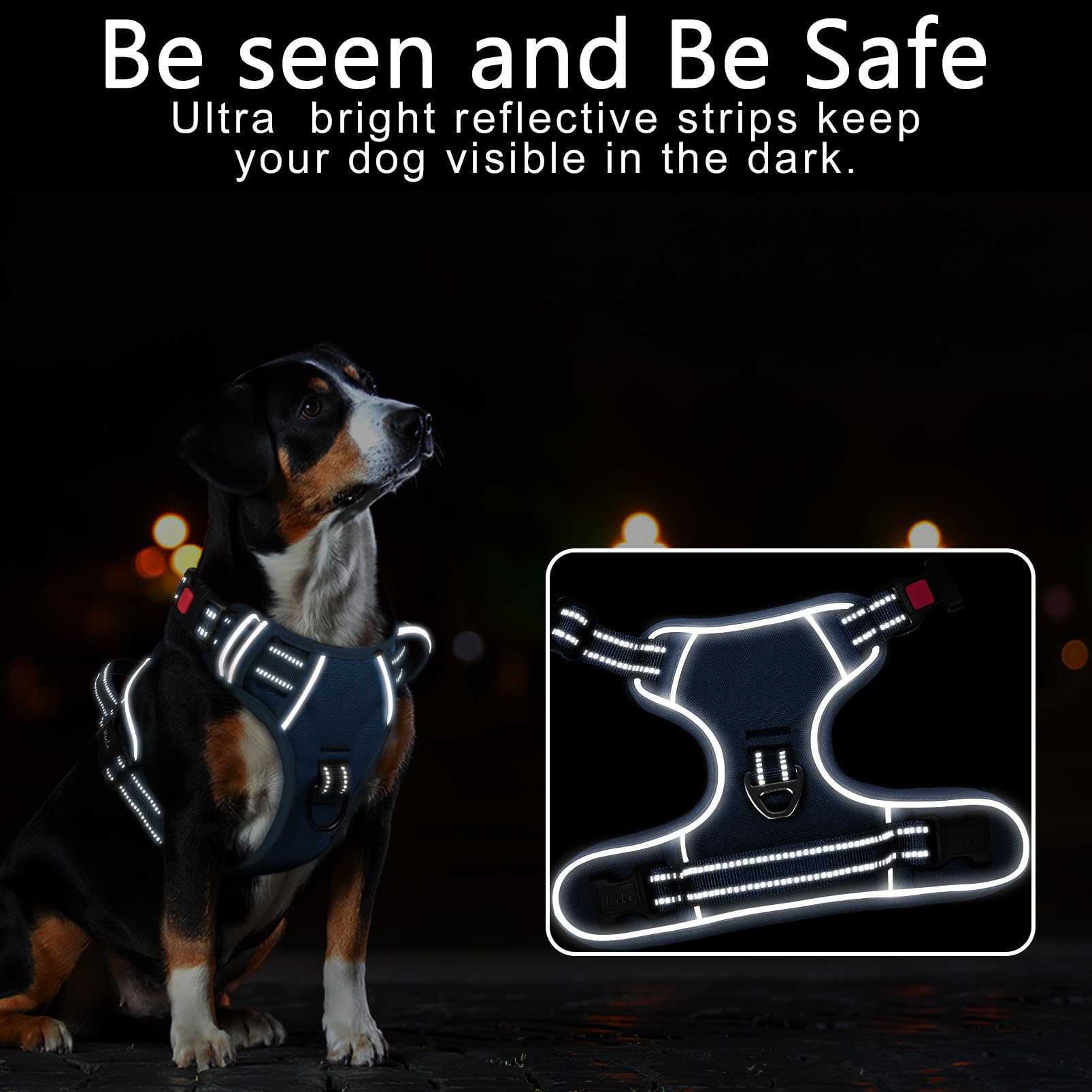 Timos Dog Harness Small Sized, No Pull Pet Harness with Neck Lockable Snap,No Choke Front Clip Dog Reflective Vest,Adjustable Me