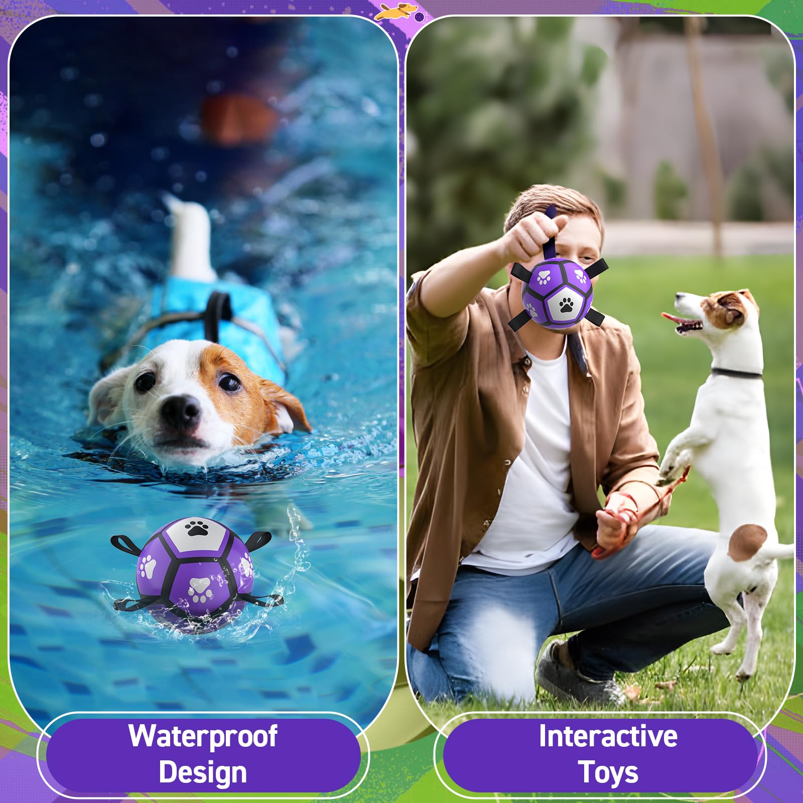 Qdan Dog Toys Soccer Balls: Interactive Dog Toys For Tug Of War, Doggy Balls With Straps, Puppy Birthday Gifts, Durable Puppy Ba