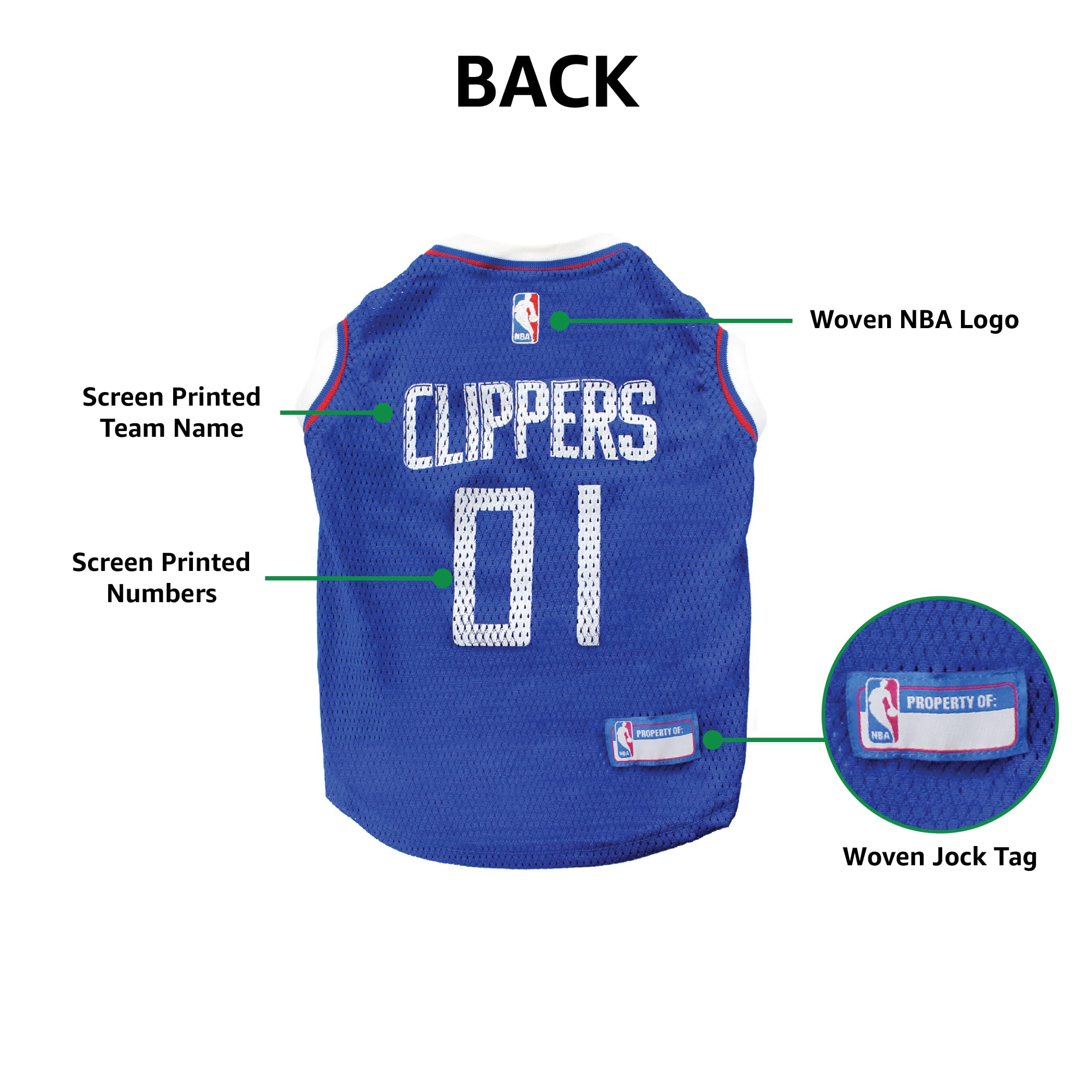 Pets First NBA LOS ANGELES CLIPPERS DOG Jersey, X-Small - Tank Top Basketball Pet Jersey