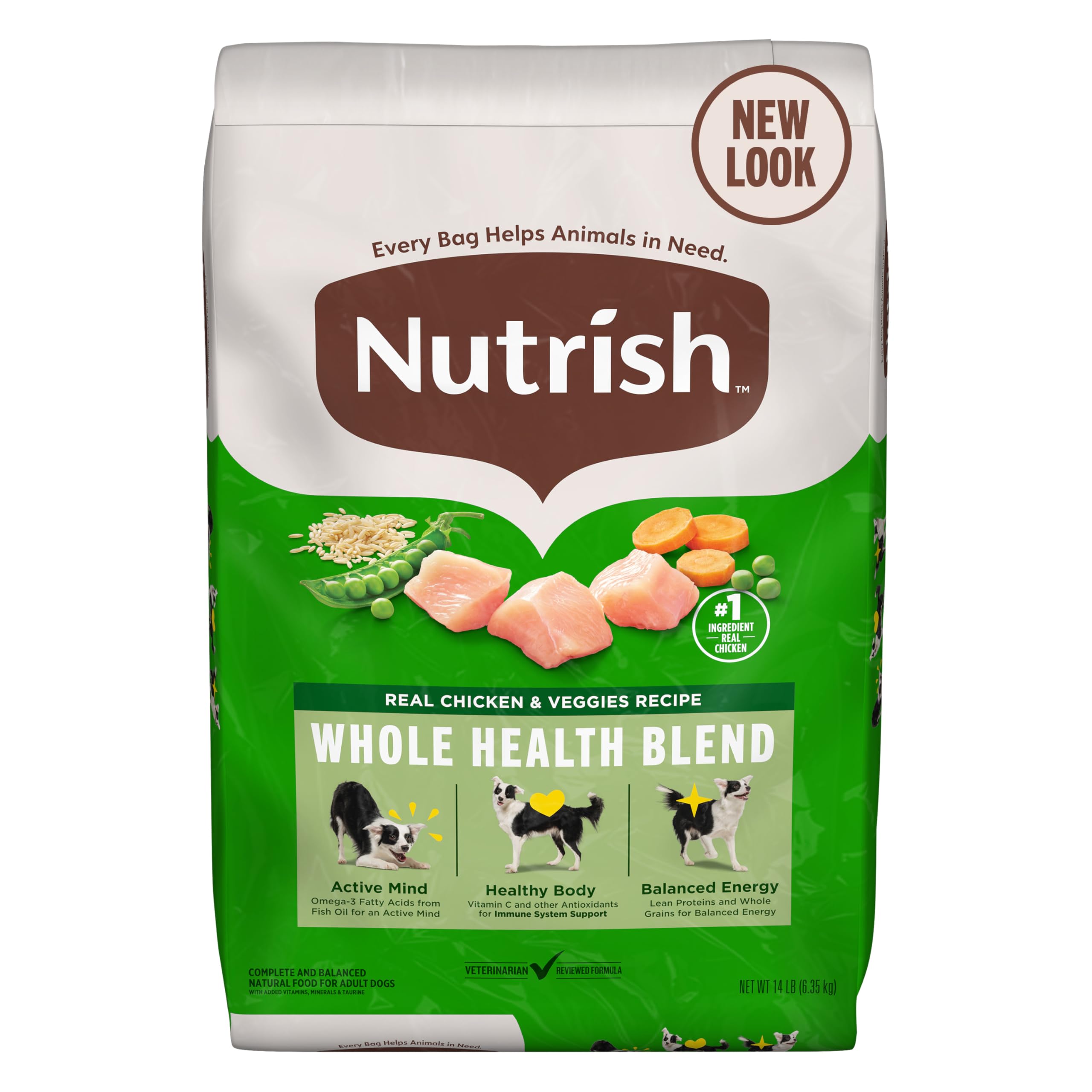 Rachael Ray Nutrish Dry Dog Food, Real Chicken & Veggies Recipe, 14 lb Bag, Natural Blend