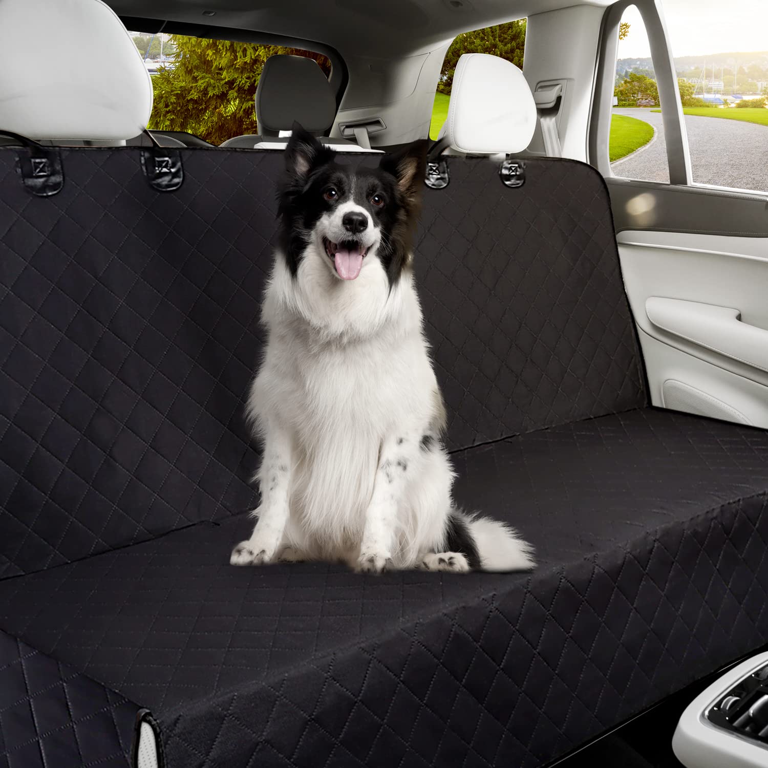 Nestroad Bench Dog Car Seat Cover For Back Seat,Waterproof Dog Seat Covers,Heavy-Duty And Nonslip Backseat Protector Cover For Cars,Trucks & Suvs (Black,53'×48')