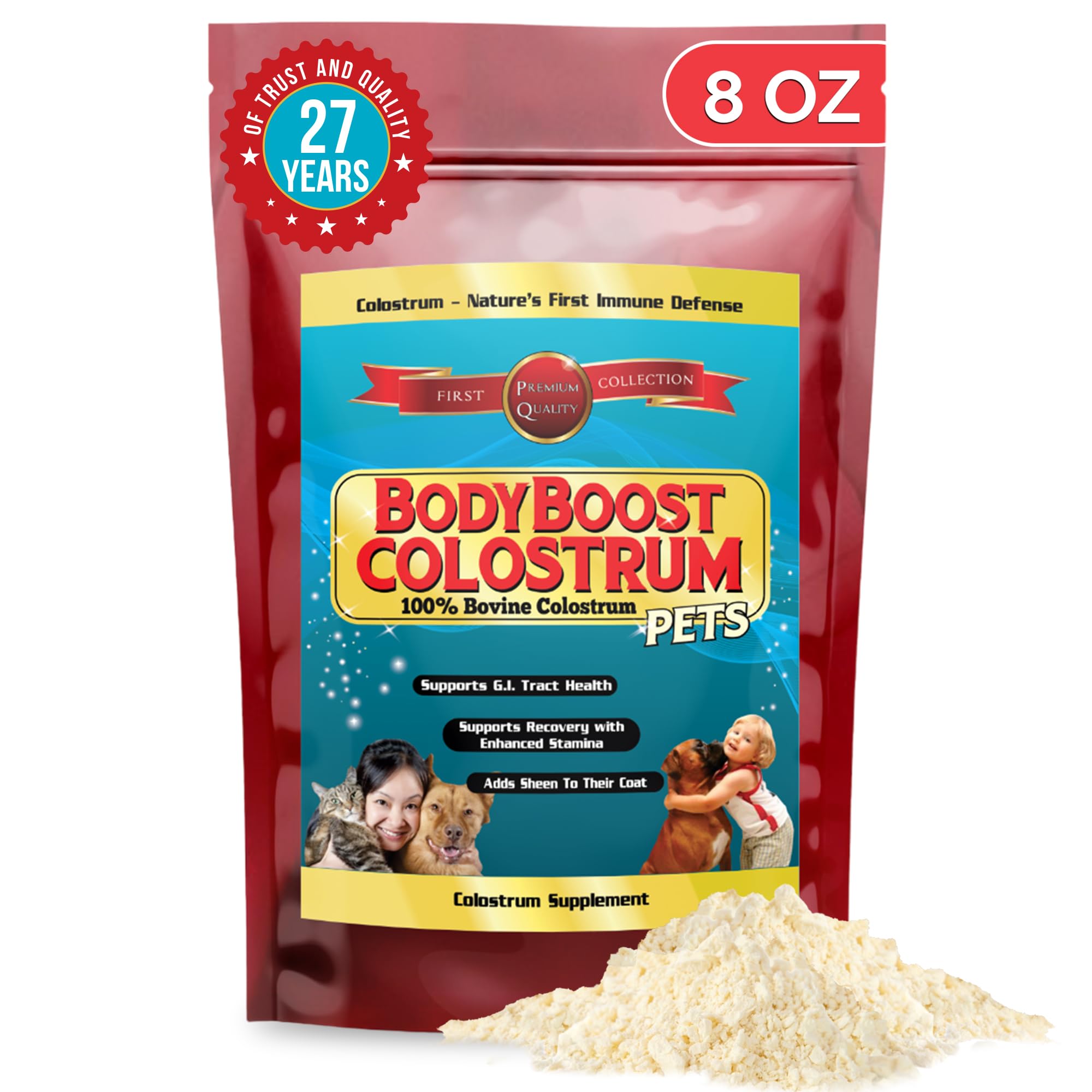 BodyBoost Bovine Colostrum for Dogs and Cats, Organic Immune Support Supplement for Allergy and Itch Relief, Grass Fed Colostrum