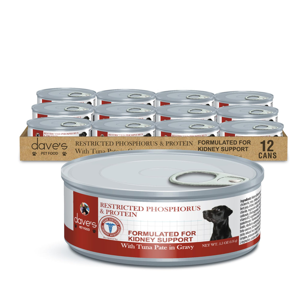 Dave'S Pet Food Kidney Care Dog Food (Tuna Pate), Wet Renal Dog Food, Non-Prescription Low Phosphorus, Renal Kidney Support, Vet