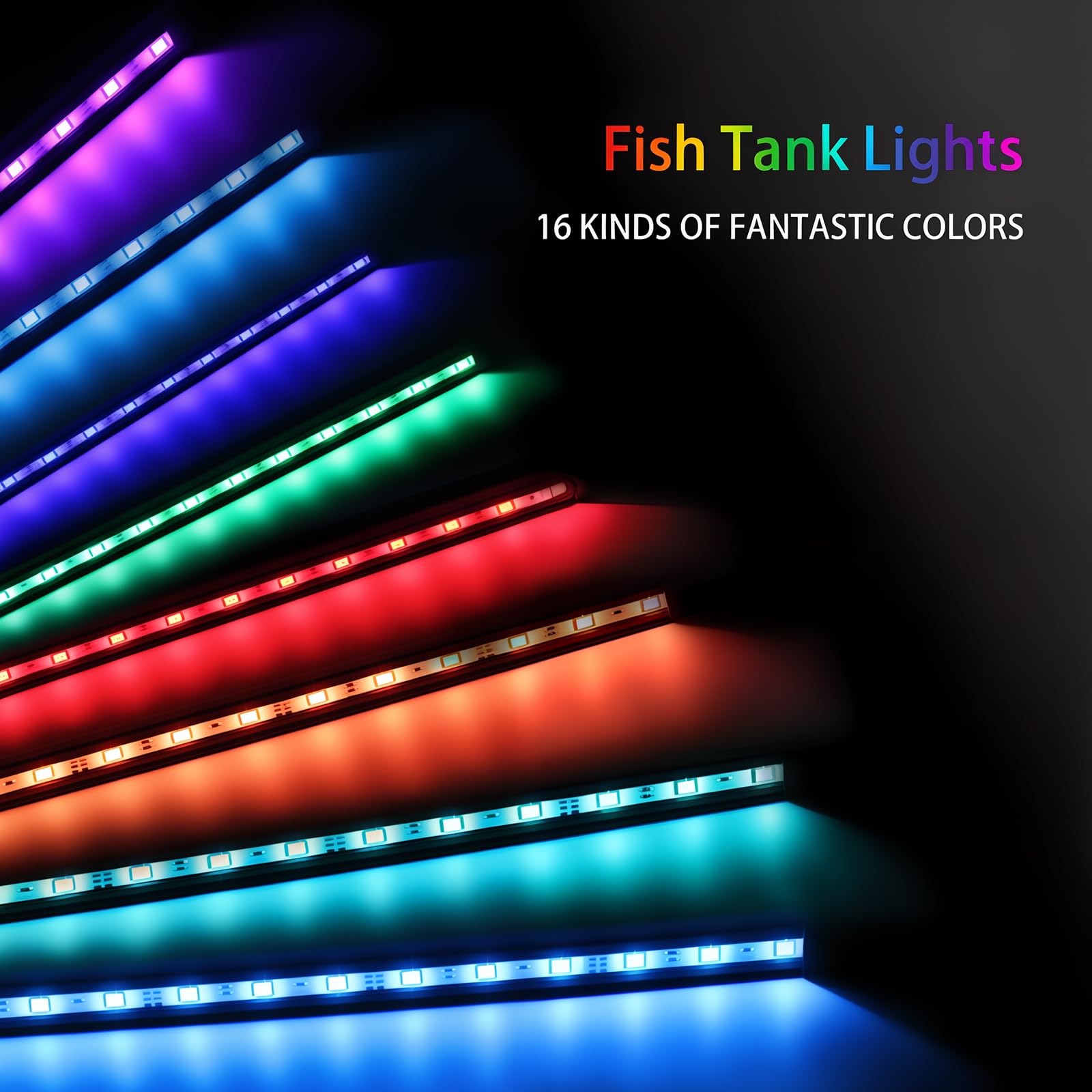 Szminiled Submersible Aquarium Light, Fish Tank Light With Air Bubble Hole, Rgb Color Changing Brightness Adjustable Ip68 Waterproof Remote Control Led Light For Aquarium Fish Tank 20 Inch