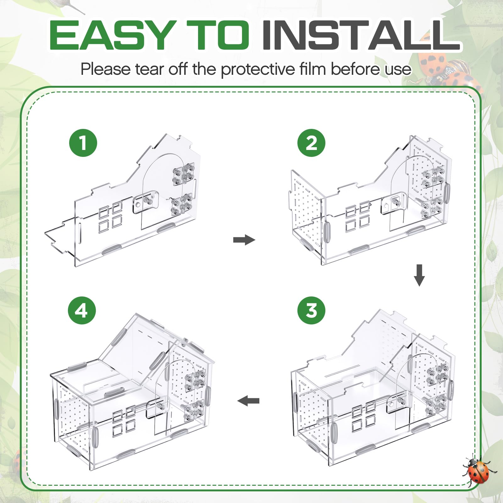 Jumping Spider Enclosure 7. 9 x 5. 9 x 3. 9 Inches Large Acrylic Tarantula Enclosure Reptile Habitat with Handle and Magnetic Do