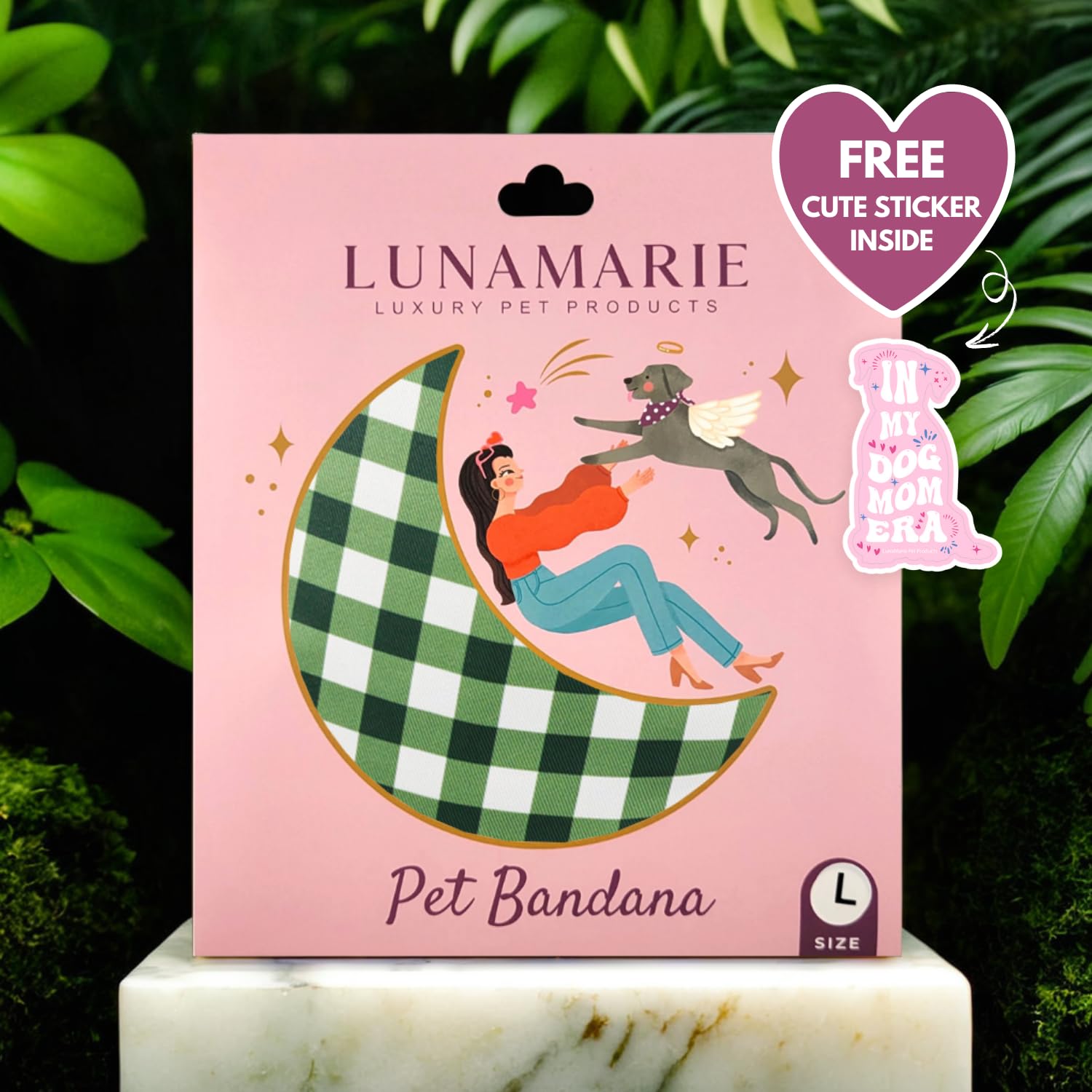 LunaMarie - Luxury Pet Birthday Bandanas -Premium & Silky Poly Fabric | 100% Handmade | Custom Shape Dual Layered (Olive, Medium