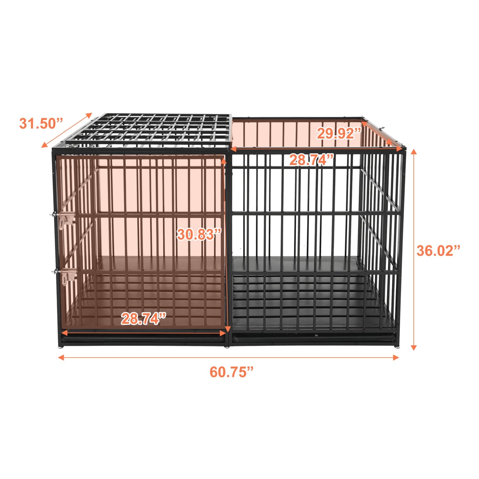 ZephyPaws 61 Extra Large Dog Crate Furniture with Cushion, Heavy Duty Dog cage Strong Metal Dog Kennels and Pens Crates with 2 D