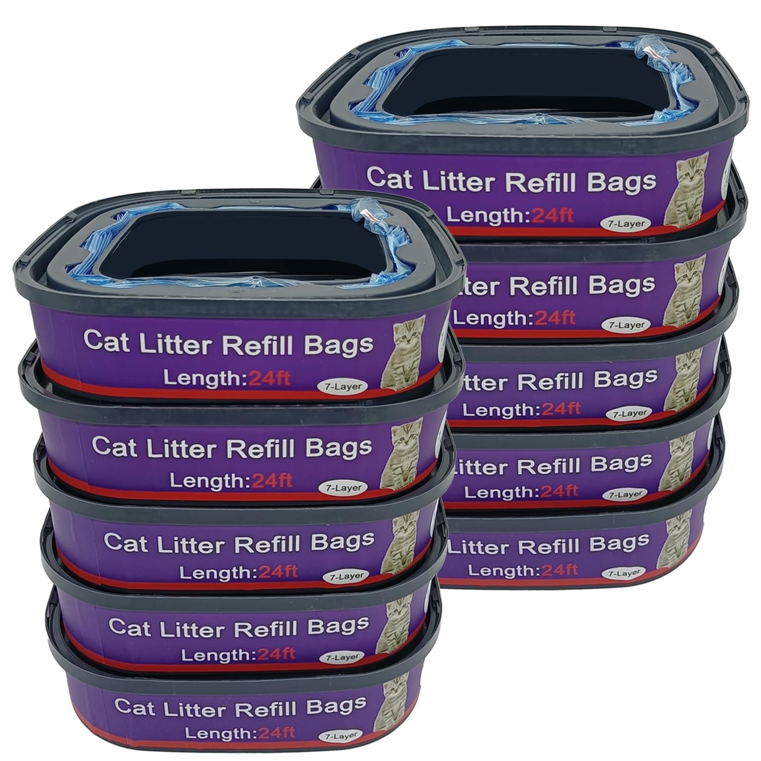 Cat Litter Refill Cartridges Bags Compatible With Genie Cat Litter Standard,Plus And Xl Pails,10 Pack