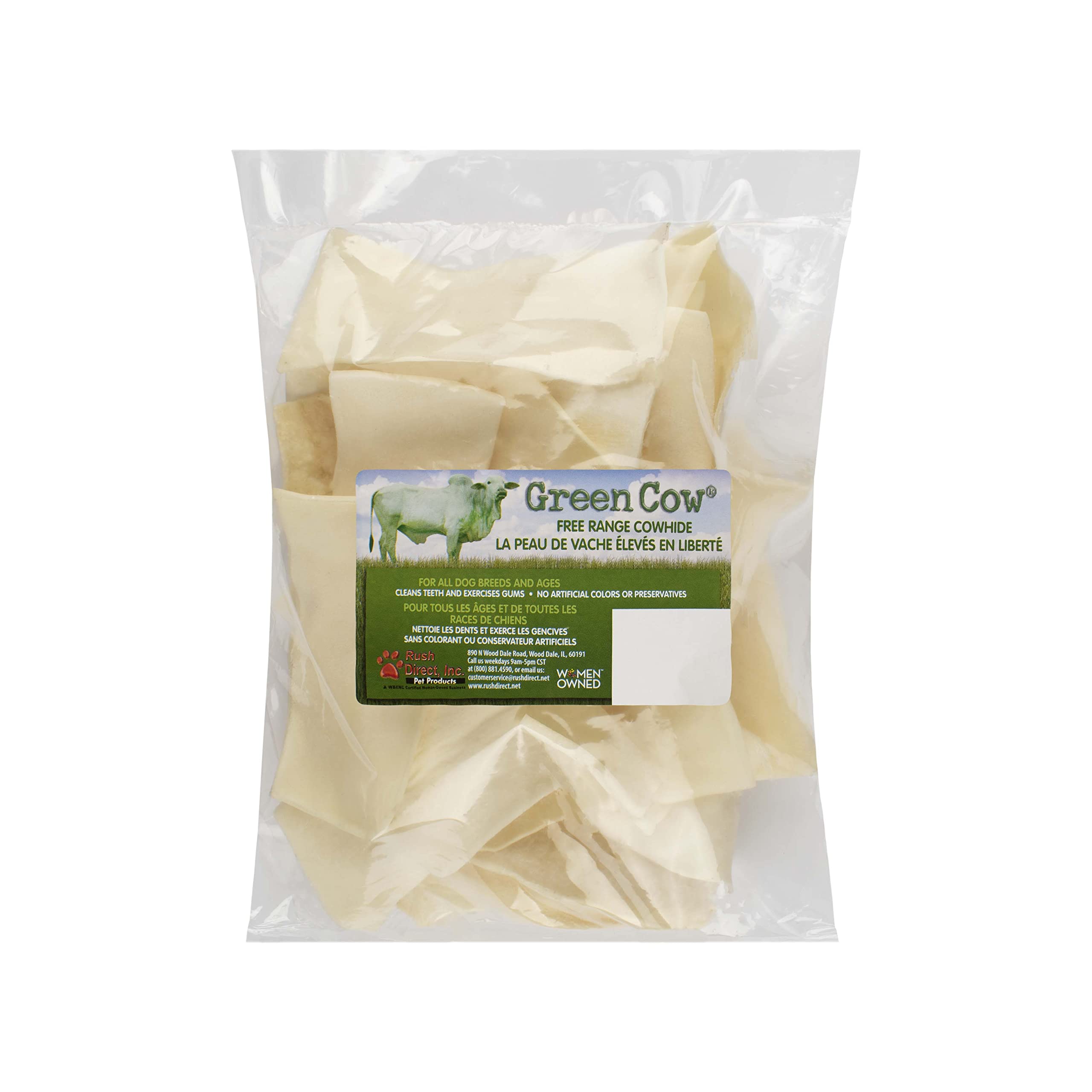 GreenCow Rawhide Chips 1-Pound Bag - Premium Large Dog Rawhide Chews - Ideal for Agressive Chewers Dog Rawhide Treats - Durable 