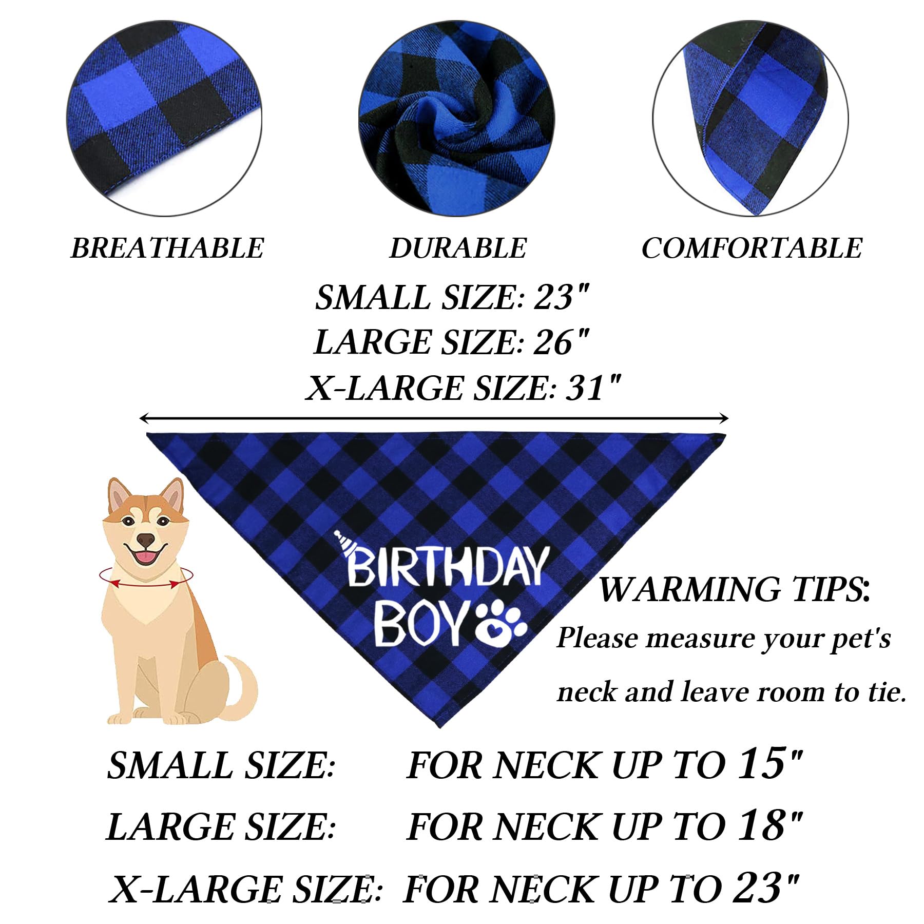 Stmk Dog Birthday Party Supplies, Multi Size Dog Birthday Hat With Numbers Bandana Bow Tie For Small Dogs Pets (Blue, Small)