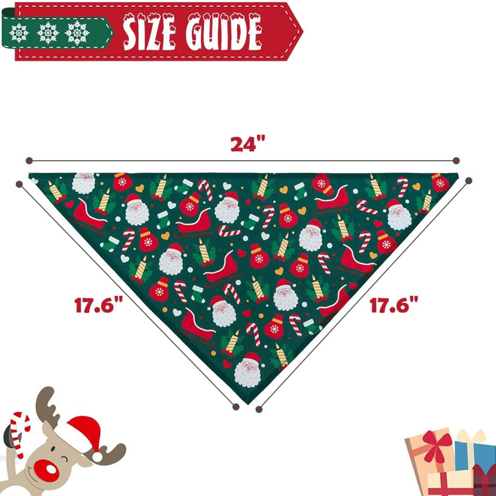 Scenereal Christmas Dog Bandana 4 Pack - Soft And Breathable Pet Triangle Scarf Bibs, Full Of Chirstmas Element Patterns, For Do