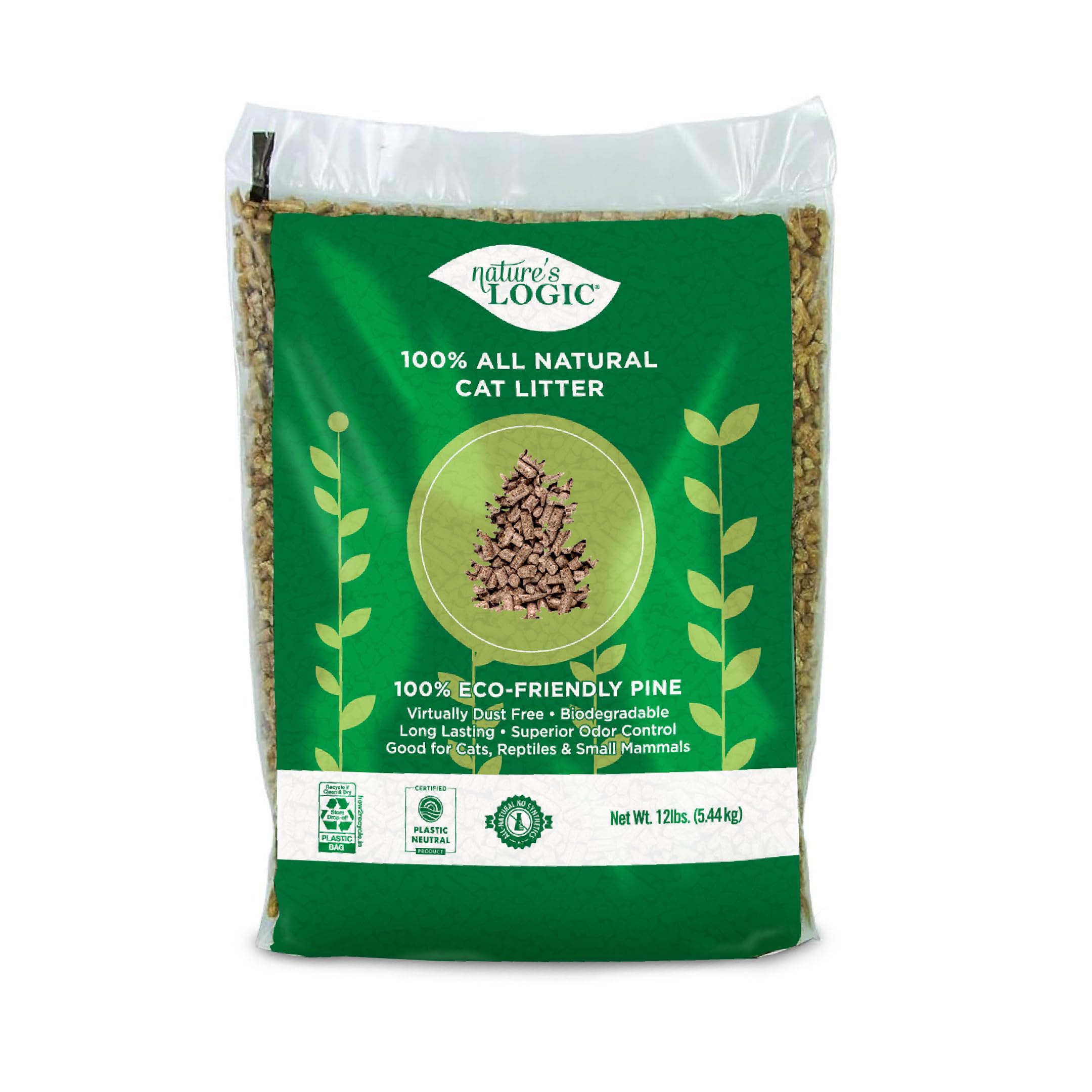 Nature'S Logic 100% Natural Pine Pellet Cat Litter - 100% Ponderosa Pine, Dust-Free, Unscented, Biodegradable - Safe For Cats, K