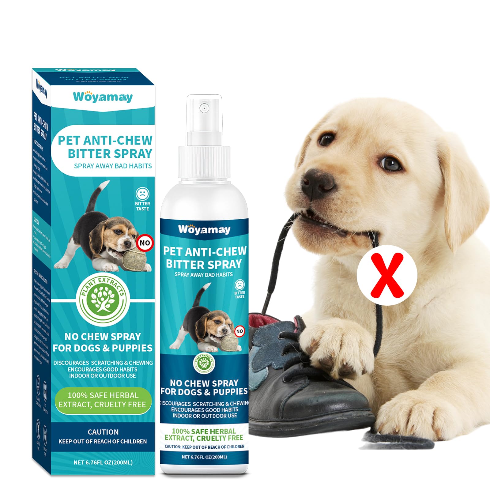 Woyamay No Chew Spray For Dogs 200Ml, Bitter Apple Spray For Dogs Stop Chewing Licking Of Furniture, Shoes, Bandages, Dog Traini