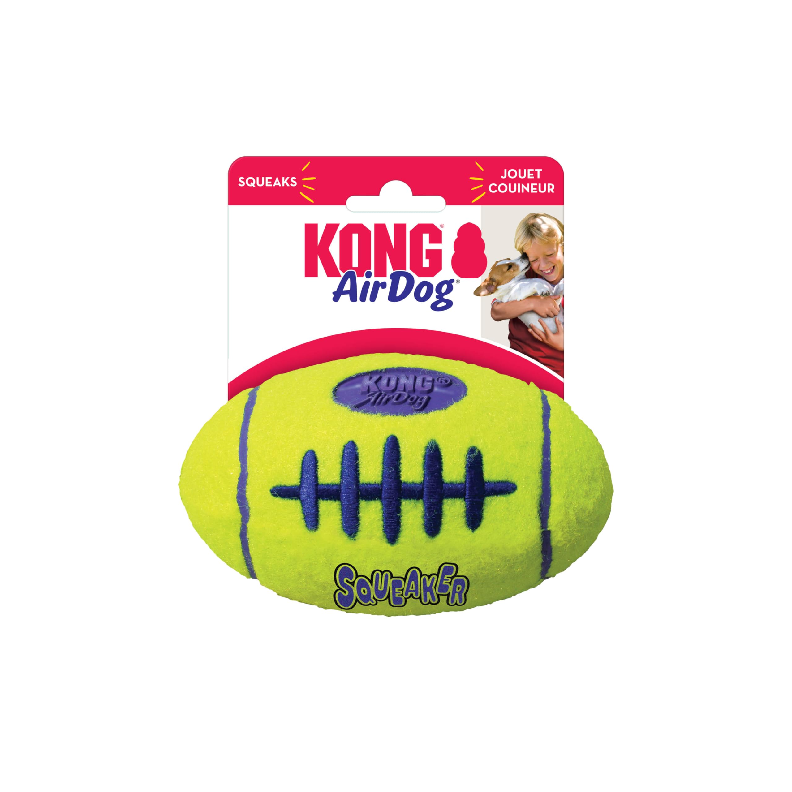 Kong - Airdog® Squeaker Football - Squeaky Bounce And Fetch Toy, Tennis Ball Material - For Medium Dogs