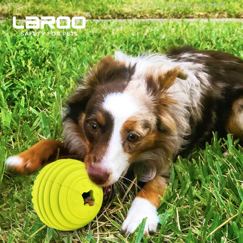 LaRoo Dog Feeder Puzzle Toy Ball, Natural Rubber Dog Chew Toy Snack Dispenser, Bite Resistant Interactive Dog Toy Treat Dispensi