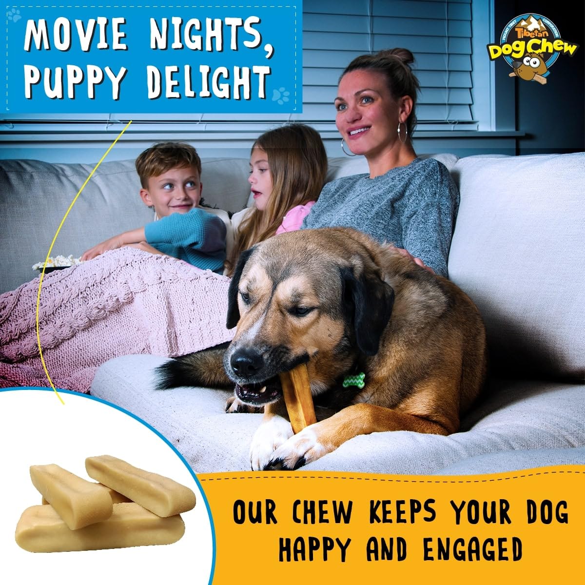 Tibetan Dog Chew Yak Cheese Sticks (5 Medium Chews) - Natural Handmade Treats for Medium Dogs, Long-Lasting, Easy to Digest with