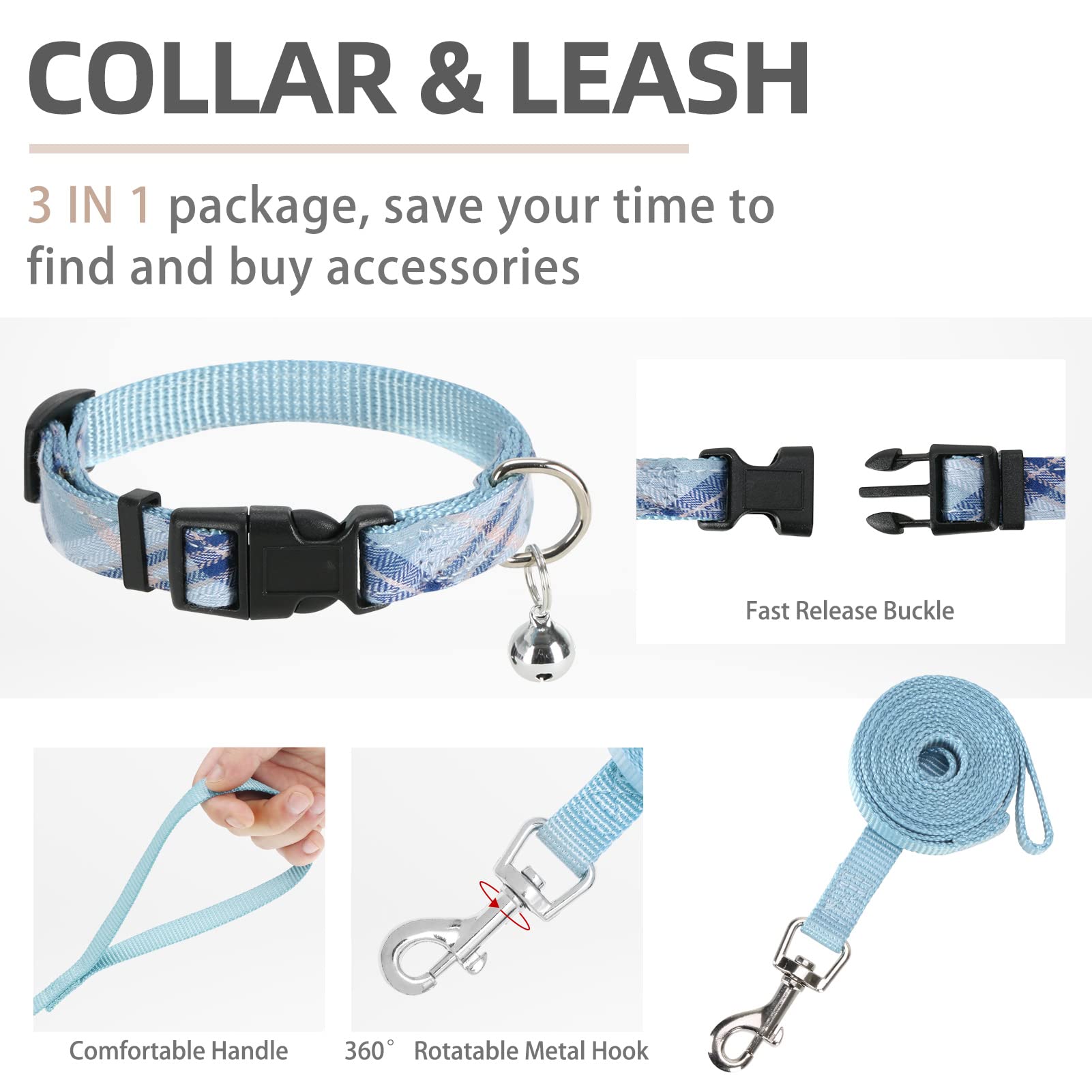 Pupteck Adjustable Dog Harness Collar And Leash Set Step In No Pull Pet Harness For Small Medium Dogs Puppy And Cats Outdoor Walking Running, Soft Mesh Padded Reflective Vest Harnesses, Blue M