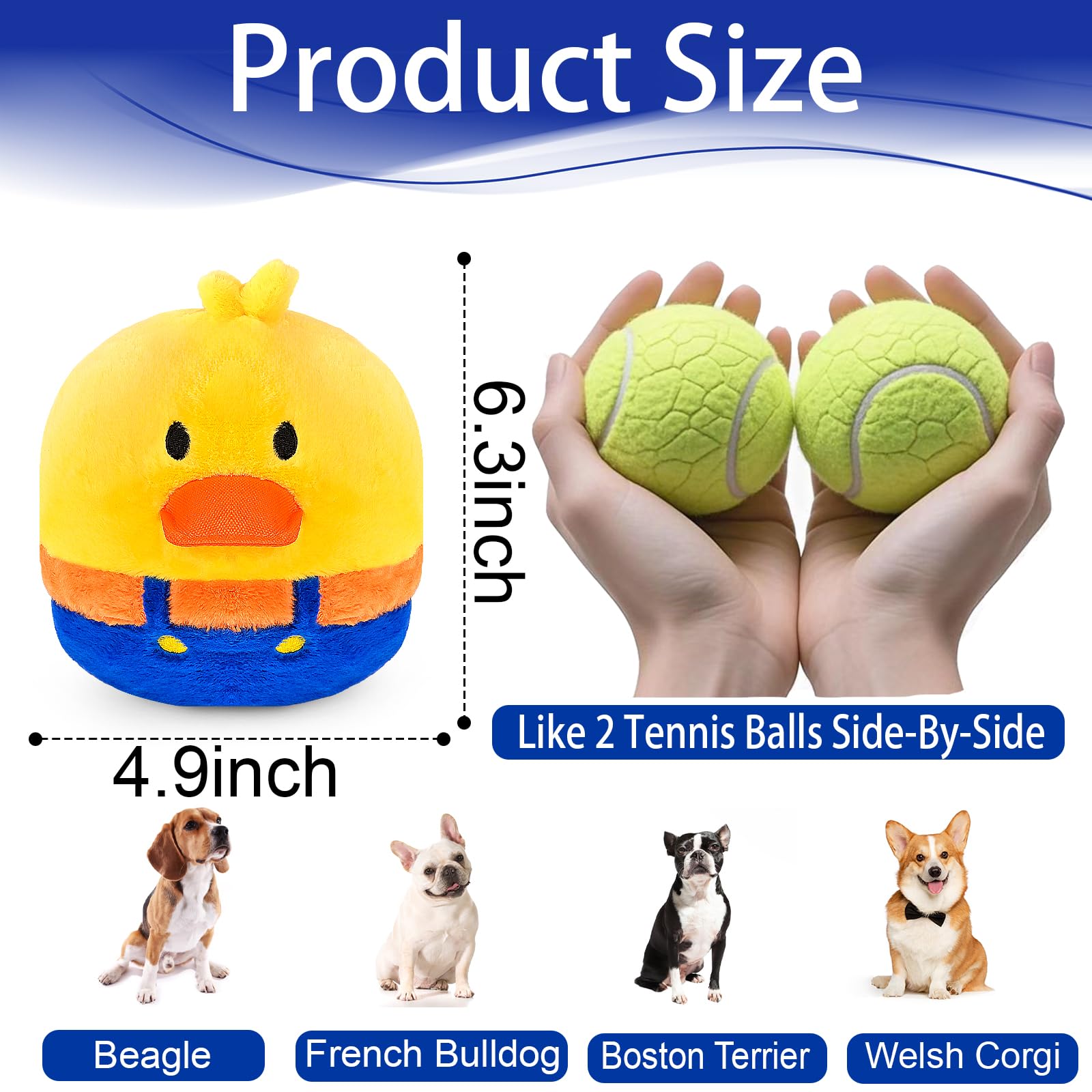 VYsTN Interactive Dog Toys - Rechargeable Vibrating, Jumping & Talking - Duck Model - Yellow & Blue for Small & Medium Dogs