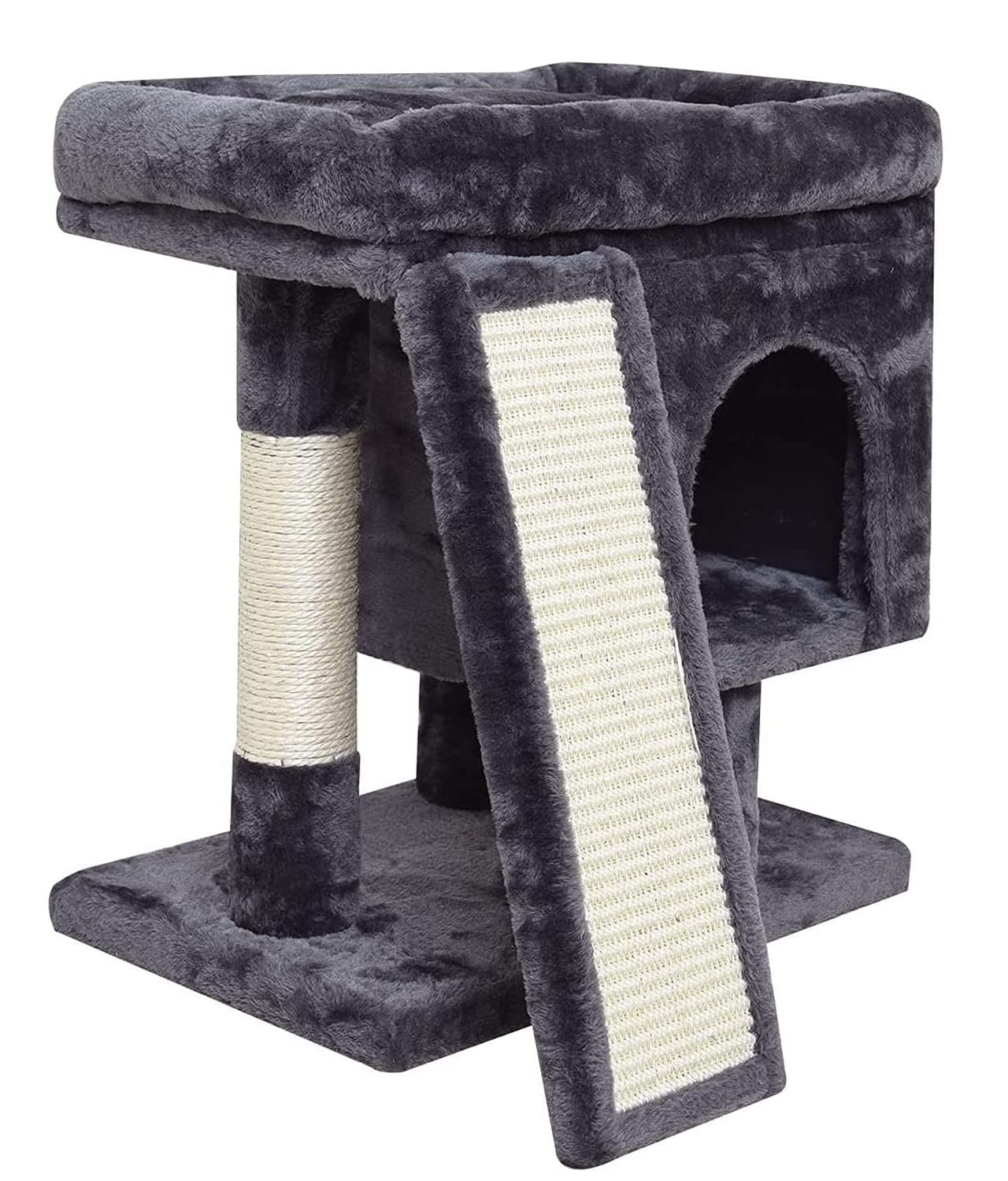 Syandlvy Small Cat Tree For Indoor Cats Large Adult, Activity Tower With Scratching Post, Modern House With Padded Perch, Kitten