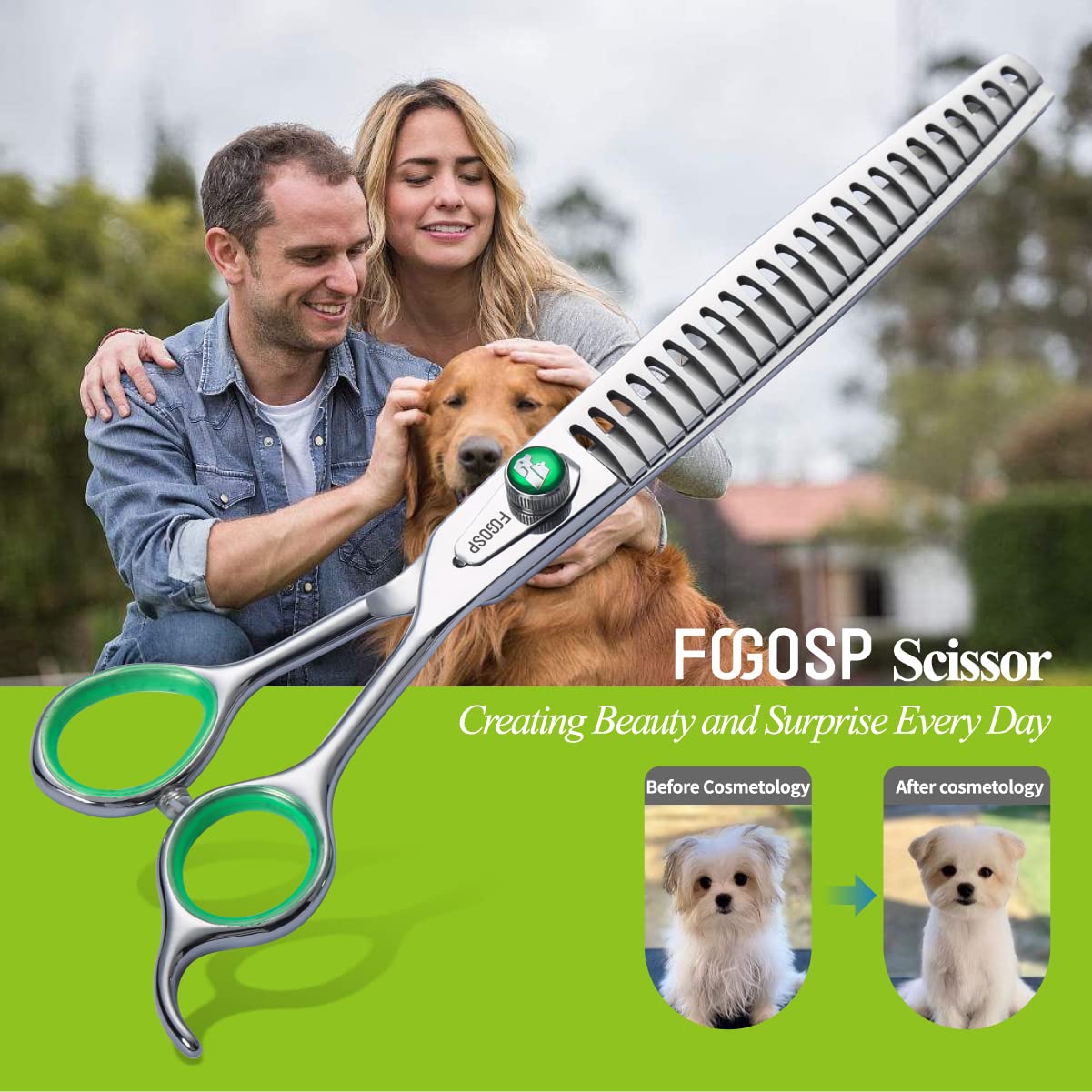 Fogosp Professional Chunkers Shears For Dogs 7 Inch Thinning Shears For Dogs Cats Pet Grooming Scissors Japanese 440C Stainless Steel 70% Thinning Rate 18 Teeth