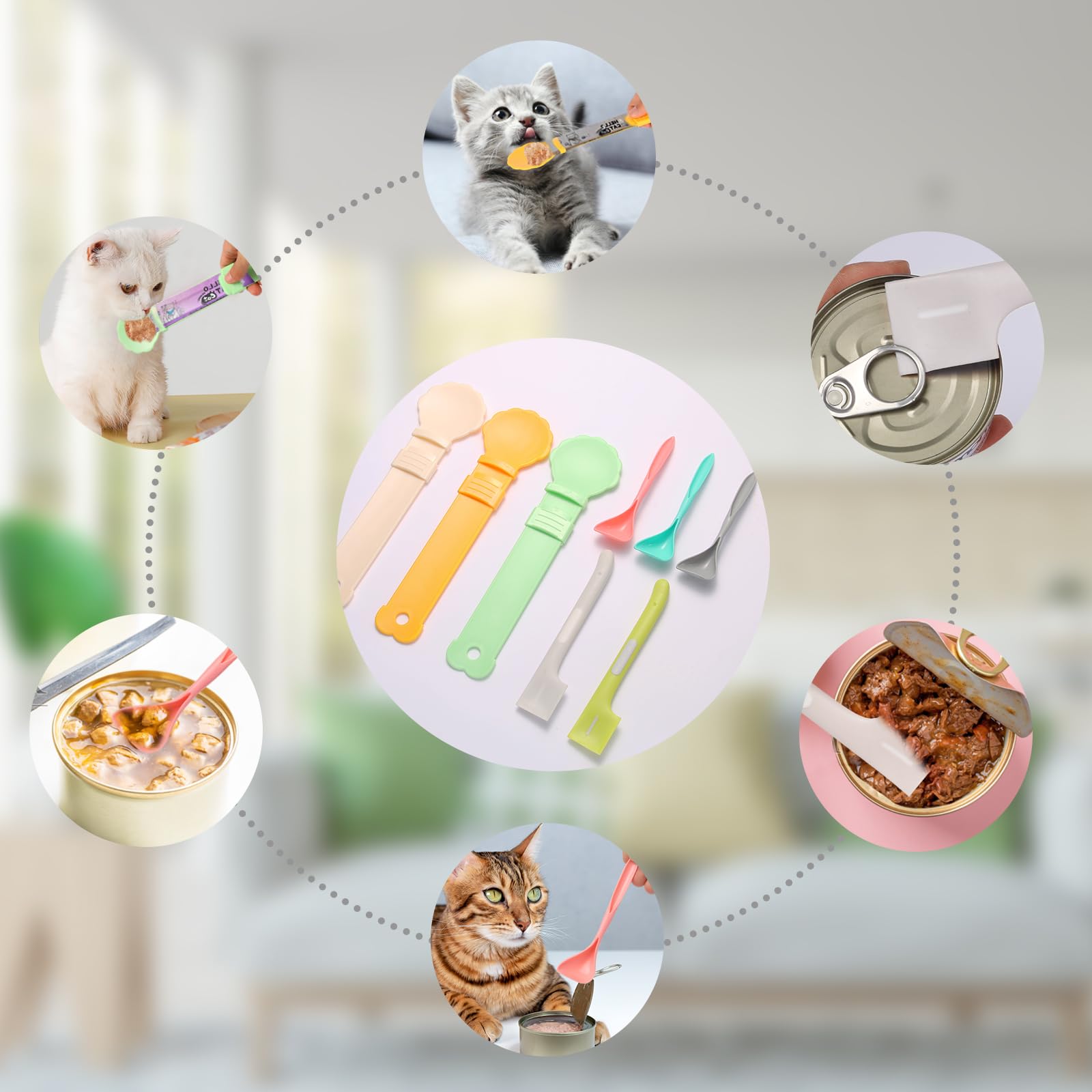 Cat Treat Dispenser Cat Treat Spoon Squeeze 8PCS Lickable Cat Holder with Cat Strip Feeder Spoon and Temptations Licky Treats Ha