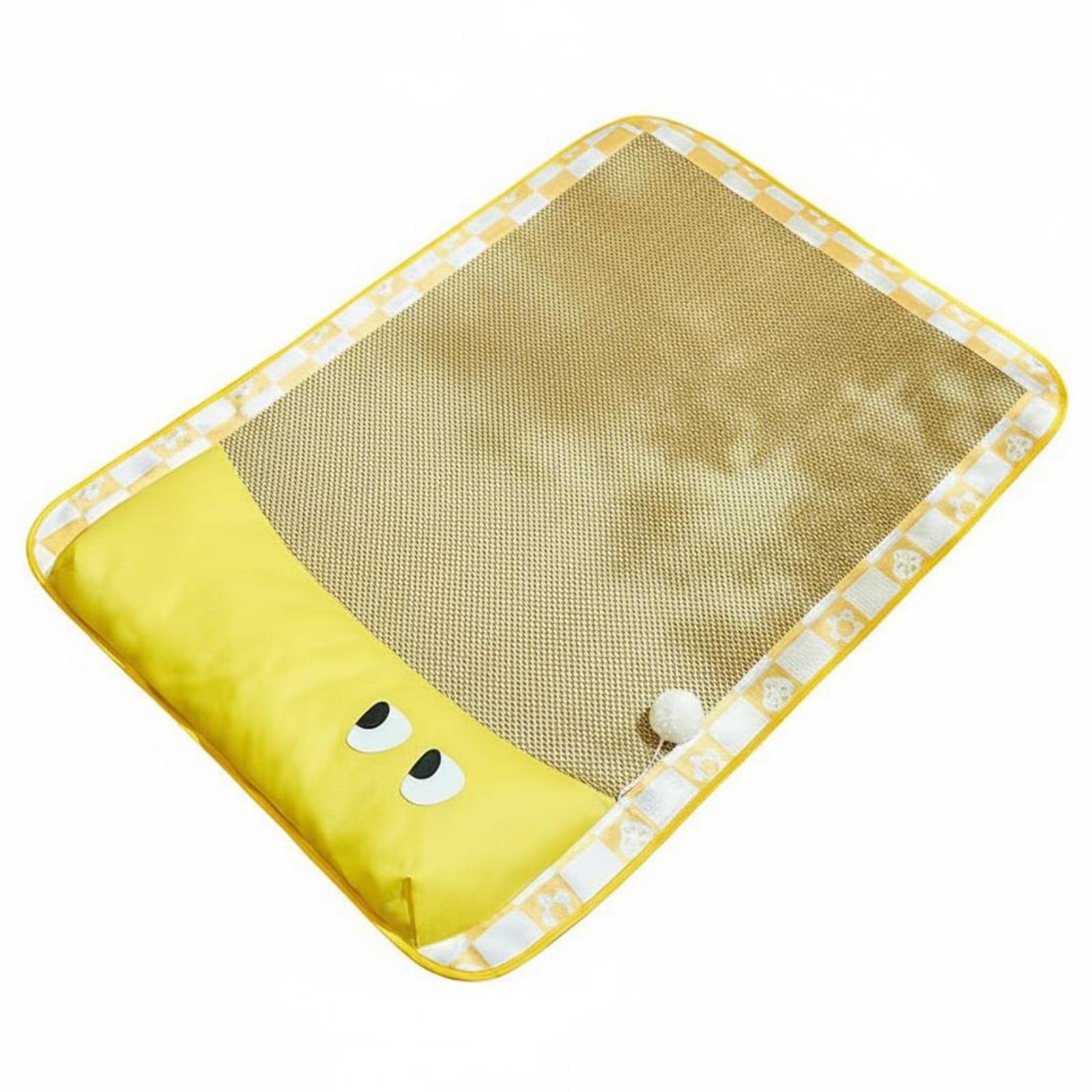 Merishopp Breathable Pet Cooling Pad NonSlip Dog Cooling Mat Portable Ice Silk Pet Pad Foldable for Dogs, Cats, Summer, Yellow,
