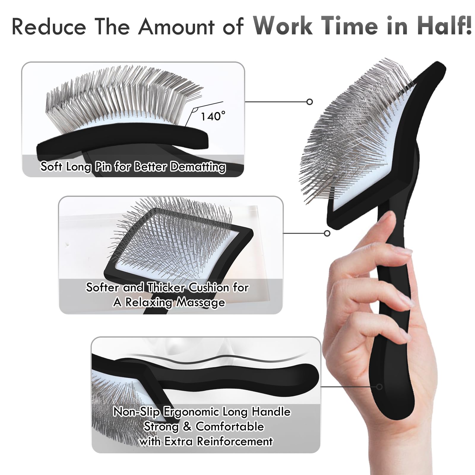 COZYGIFT Dog Slicker Brush for Long Haired Dogs, Removes Loose Hair, Tangles and Knots, Professional Pet Grooming Kit, Ideal for