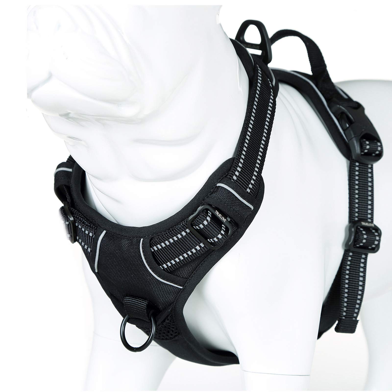 Juxzh Soft Front Dog Harness .Best Reflective No Pull Harness With Handle And 2 Leash Attachments