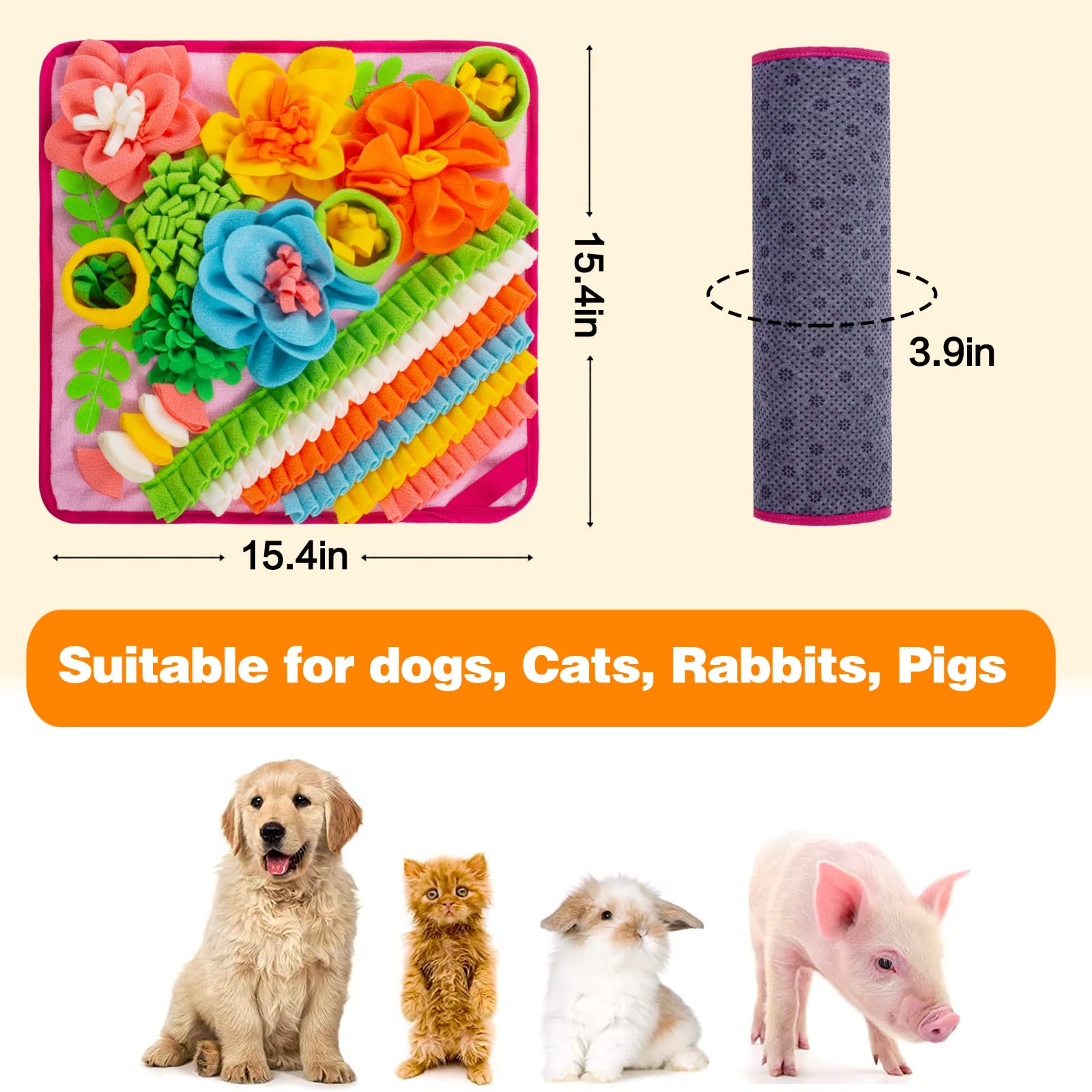 Oliumt Snuffle Mat For Dogs, Sniff Mat Slow Feeding Mat For Small Pets Cats, Rabbits - Help Stress Relief And Training - Stimula