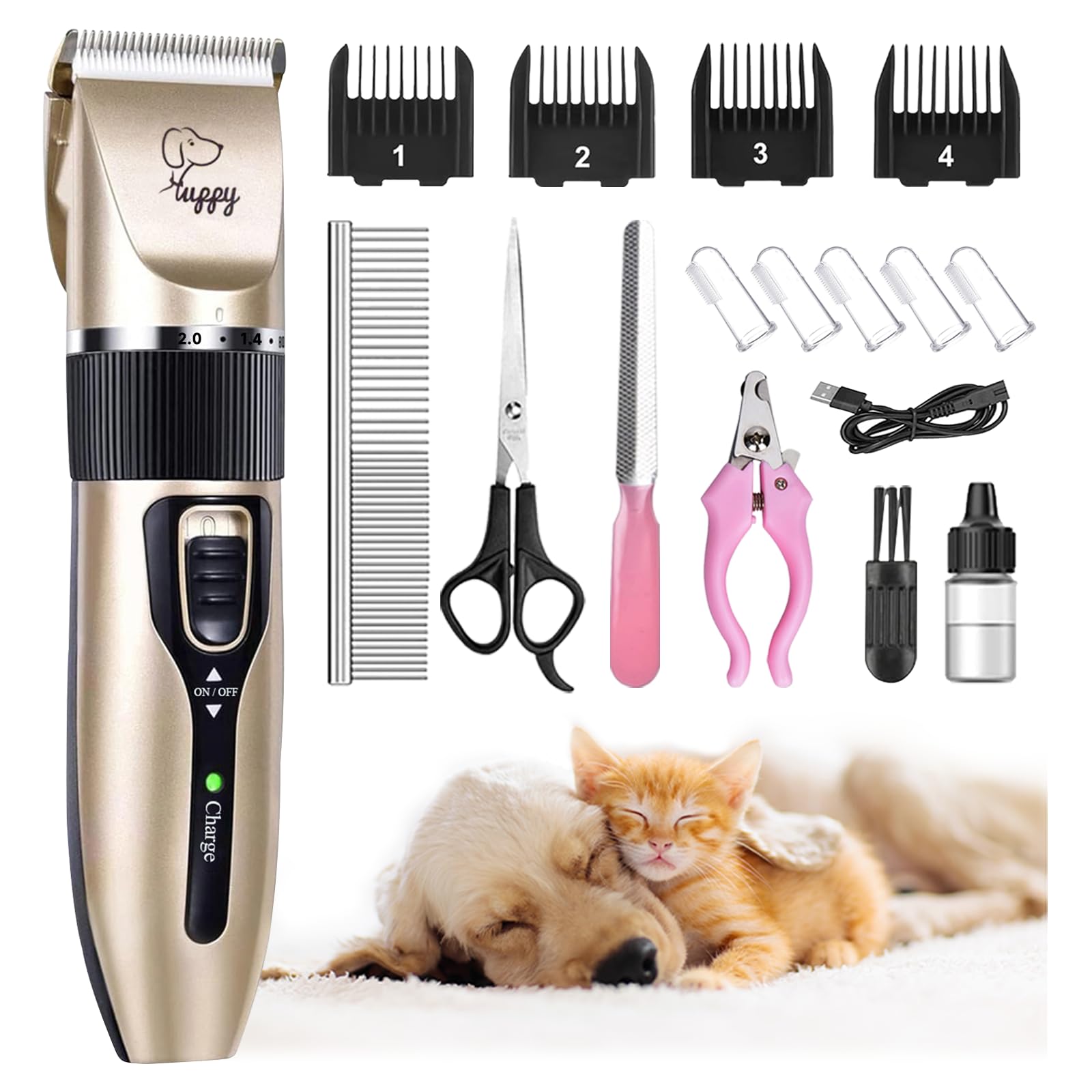 Happyyilida Dog Grooming Clippers Dog Grooming Kit With Rechargeable Dog Nail Trimmers Cat Nail Clipper Low Noise, Electric Quie