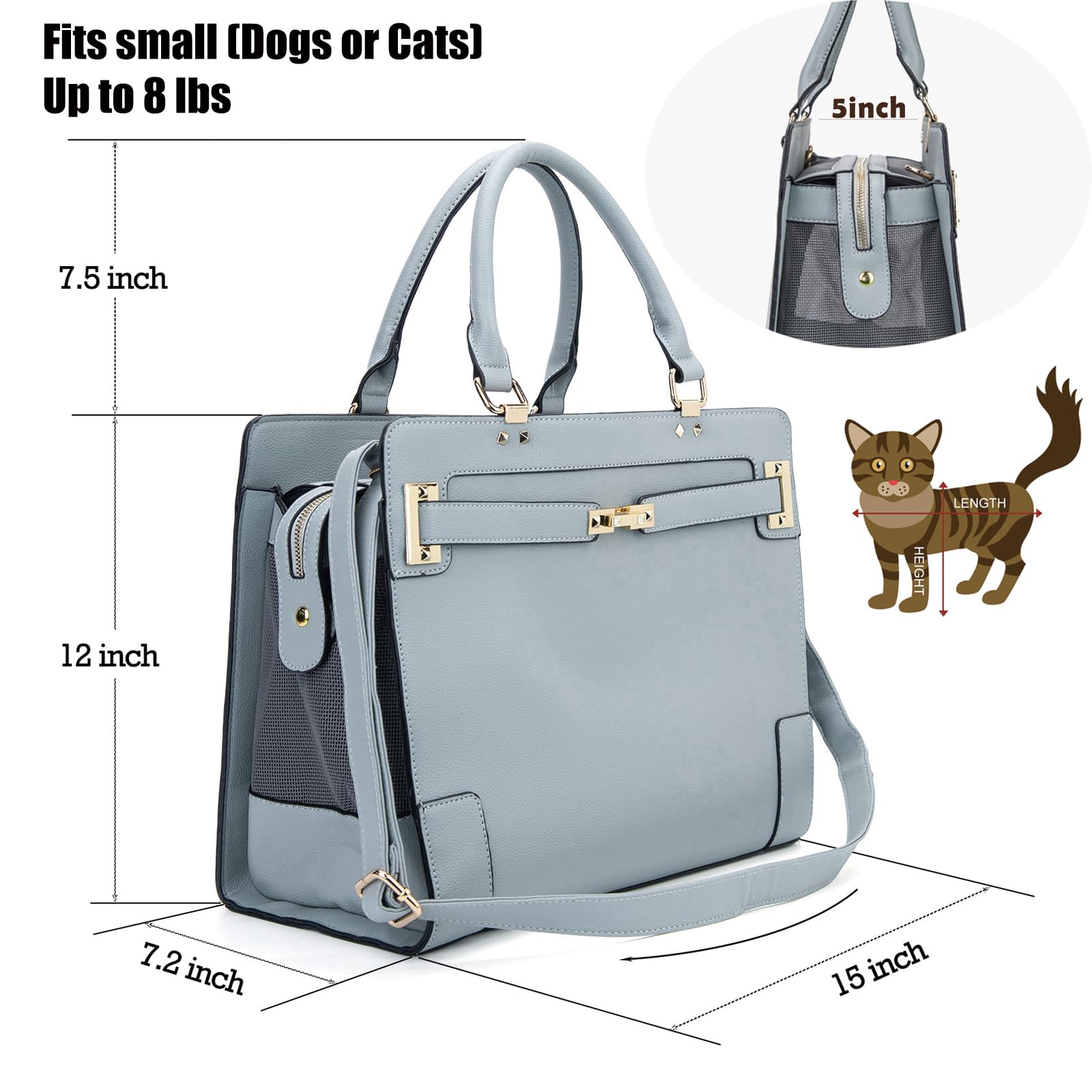 Fashion Pet Carrier Dog Cat Carrier Purse Soft-Sided Leather Handbag Pet Tote Bag for Small Dogs Puppy and Cats TSA Airline Appr