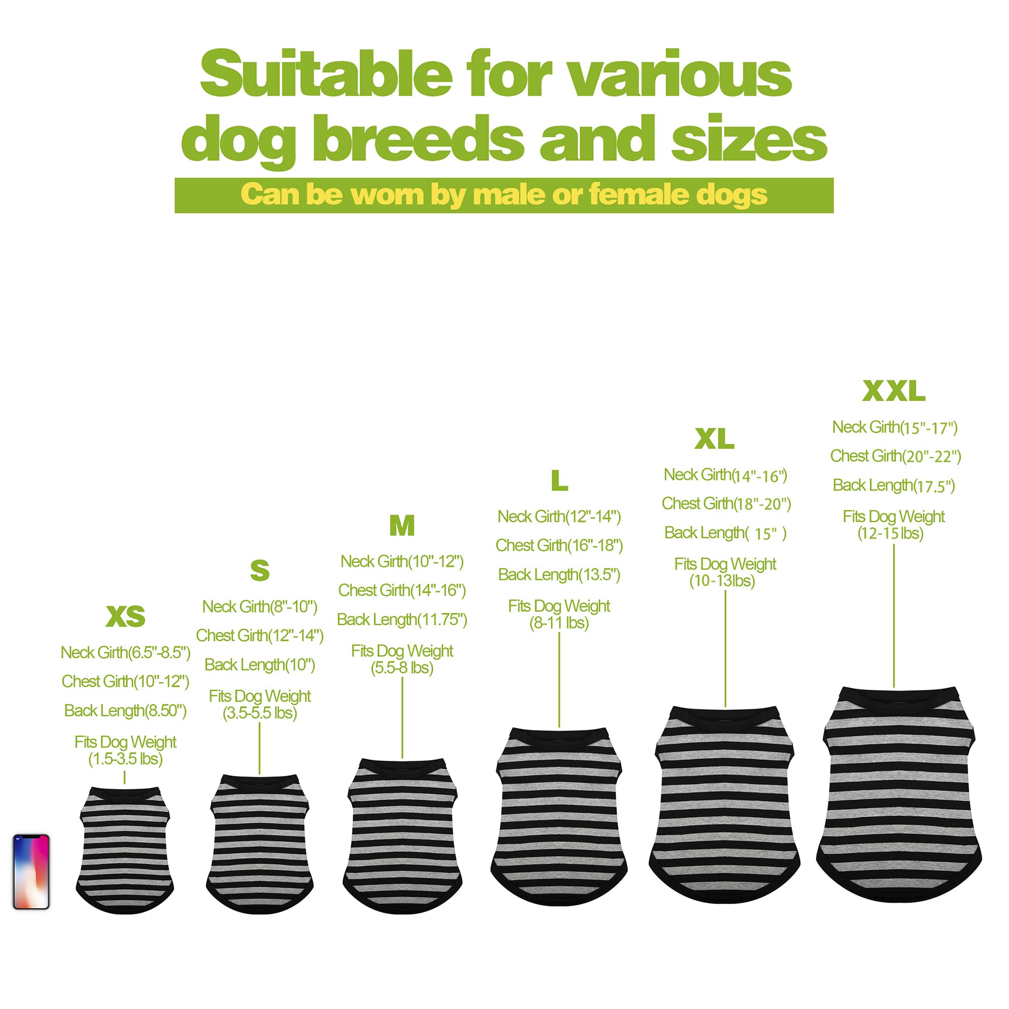 Paiaite 6 Pieces Dog Striped Shirt Cotton Sleeveless Puppy Dog Shirts Breathable Pet Apparel Tank Top Colorful Puppy Sweatshirt Dog Clothes For Small Medium Dogs L