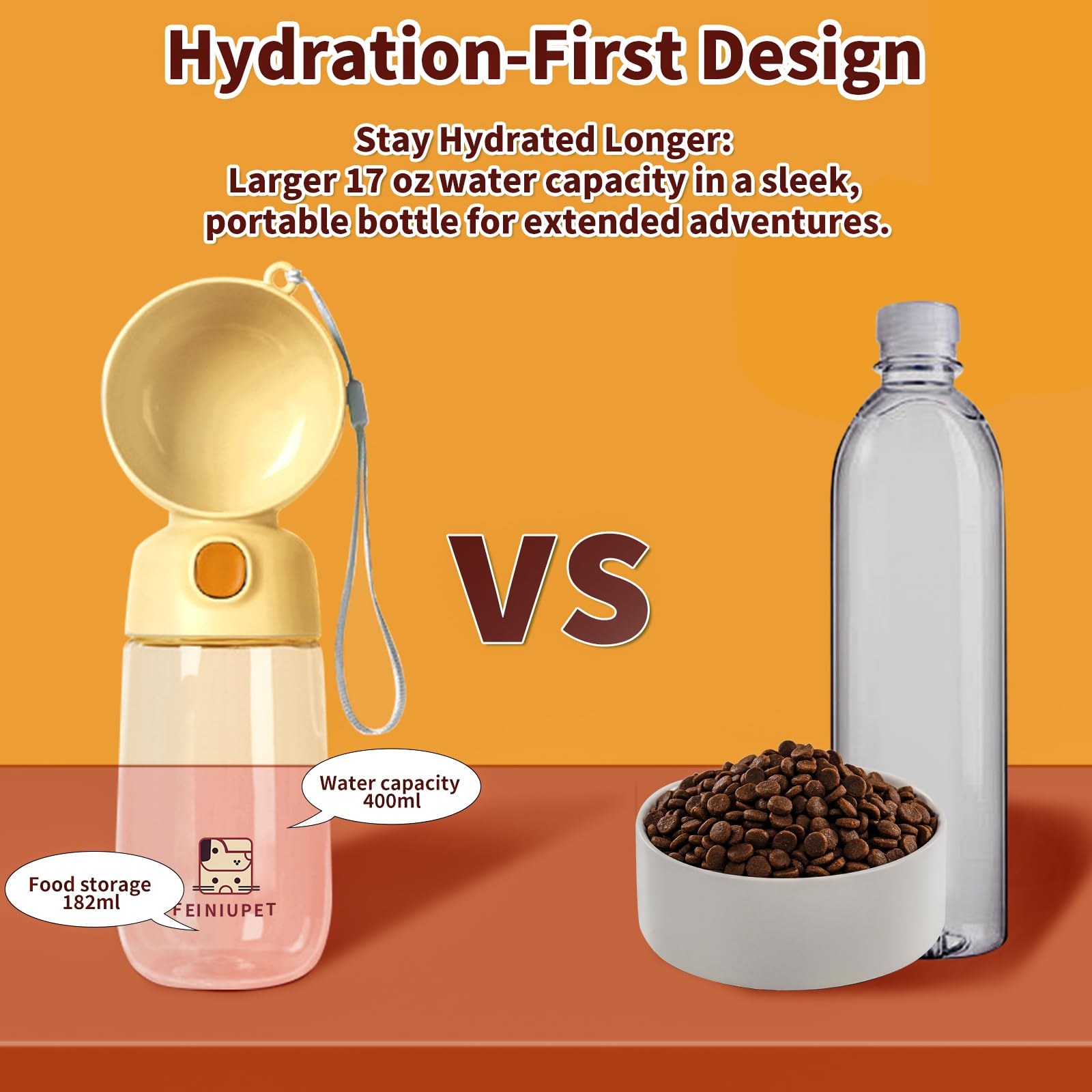 Portable Dog Water Bottle, Large-Capacity Travel Water Dispenser For Cats And Small Dogs - Yellow