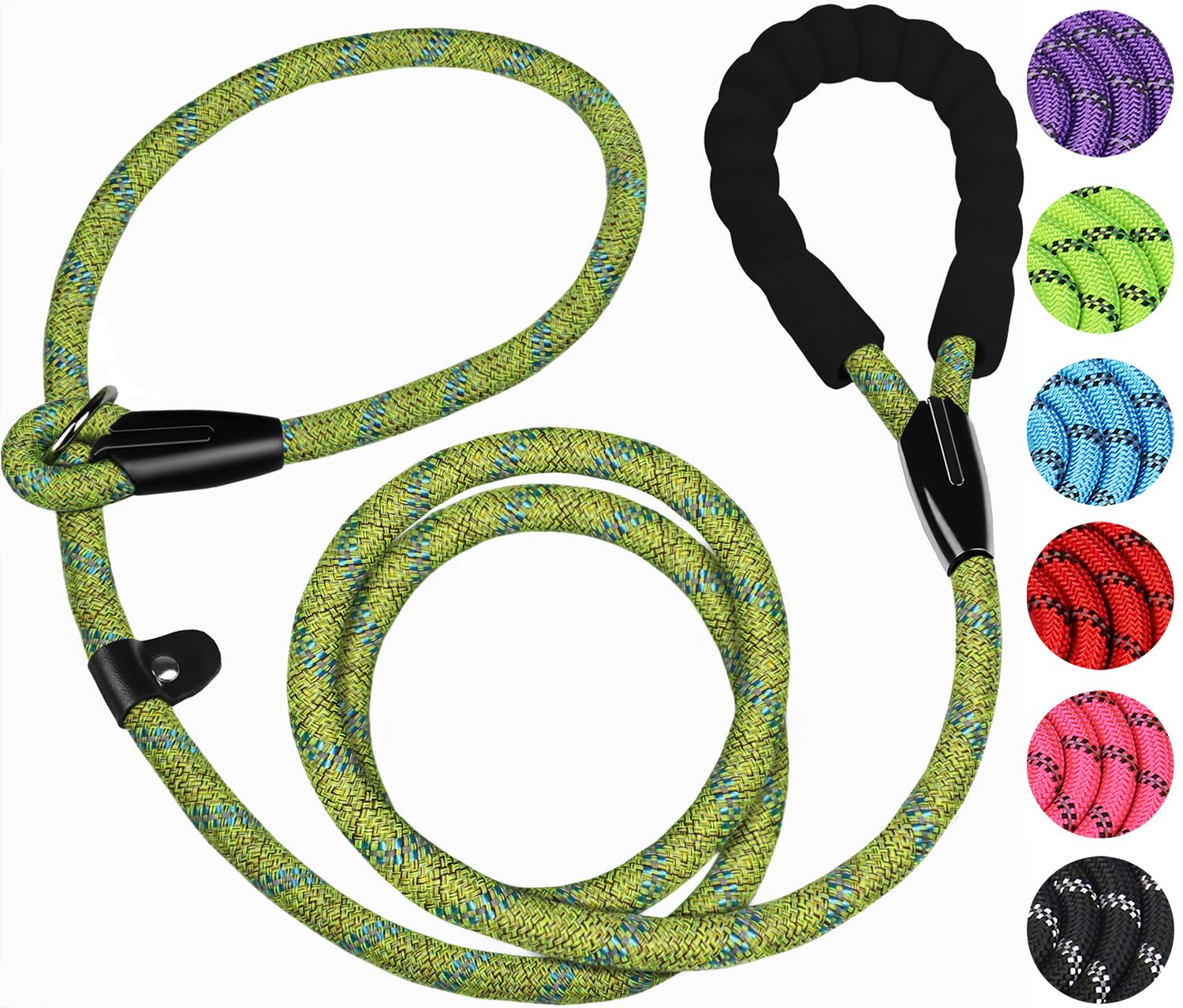 6 Ft Heavy Duty Dog Leash, Durable Premium Quality Strong Training Rope Slip Leash With Comfortable Padded Handle And Highly Ref