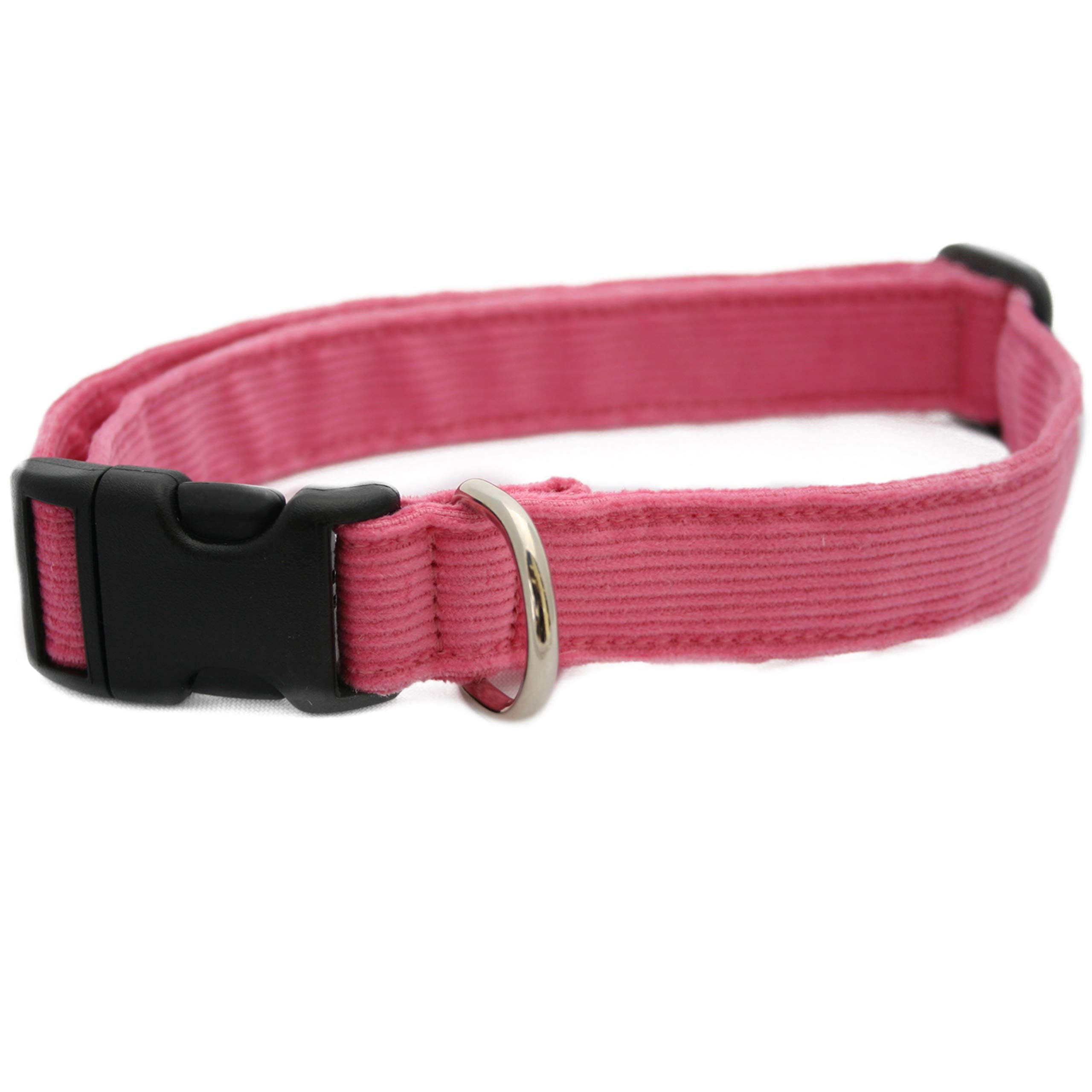 Hemp Corduroy Dog Collar - No Pattern (1/2 Small, Pink)