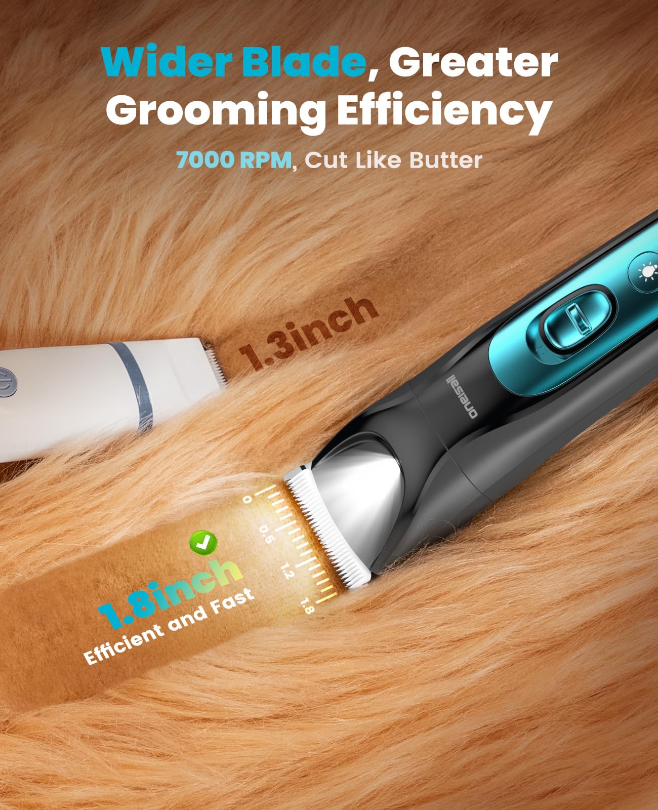 oneisall Silent Dog Clippers for Grooming, LED Light Dog Paw Trimmer Dog Nail Grinder, Rechargeable 2000mAh Dog Grooming Clipper