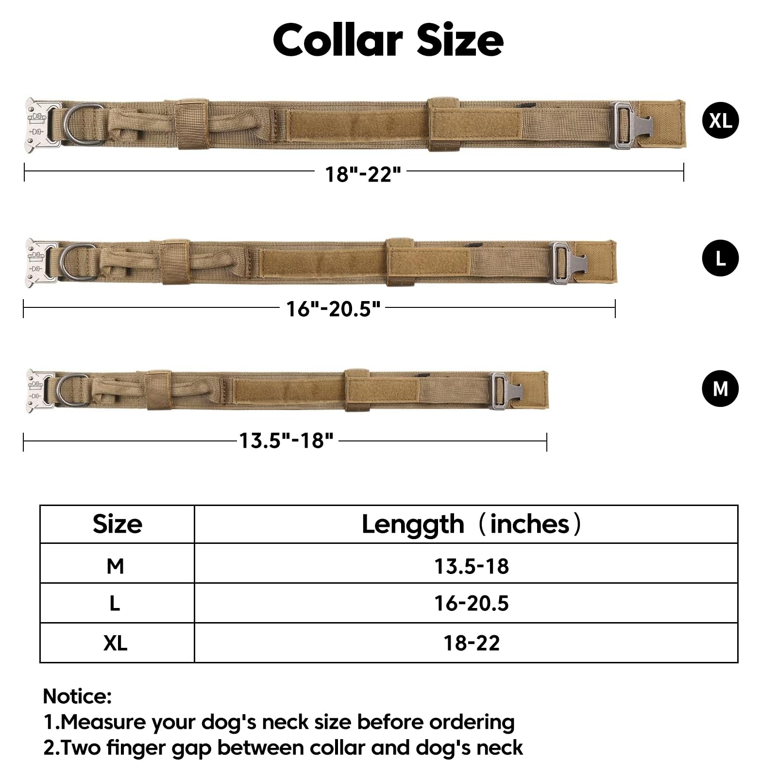 Tactical Adjustable Military Dog Collar - Nylon With Control Handle & Heavy Metal Buckle For Medium & Large Dogs (L, Brown) With