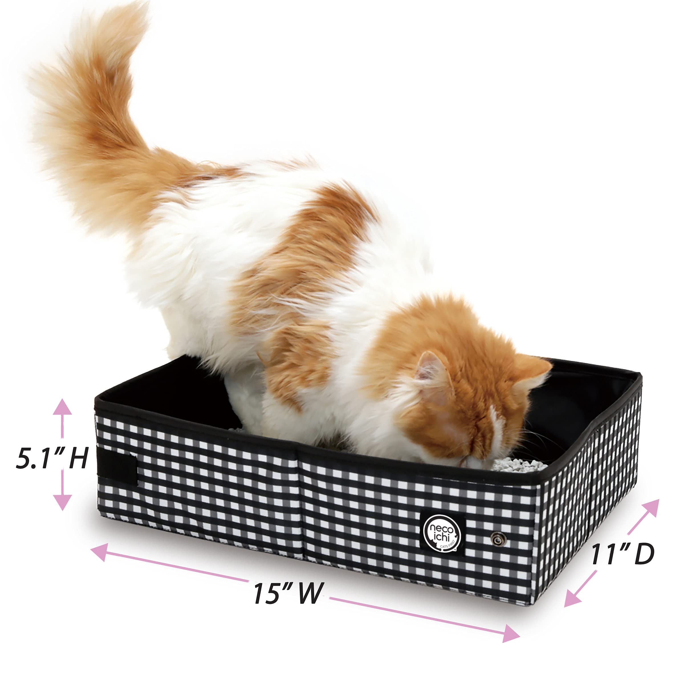 Necoichi Portable Stress Free Cage Carrier And Litter Box, Indoor & Outdoor, Travel (Black, Litter Box)