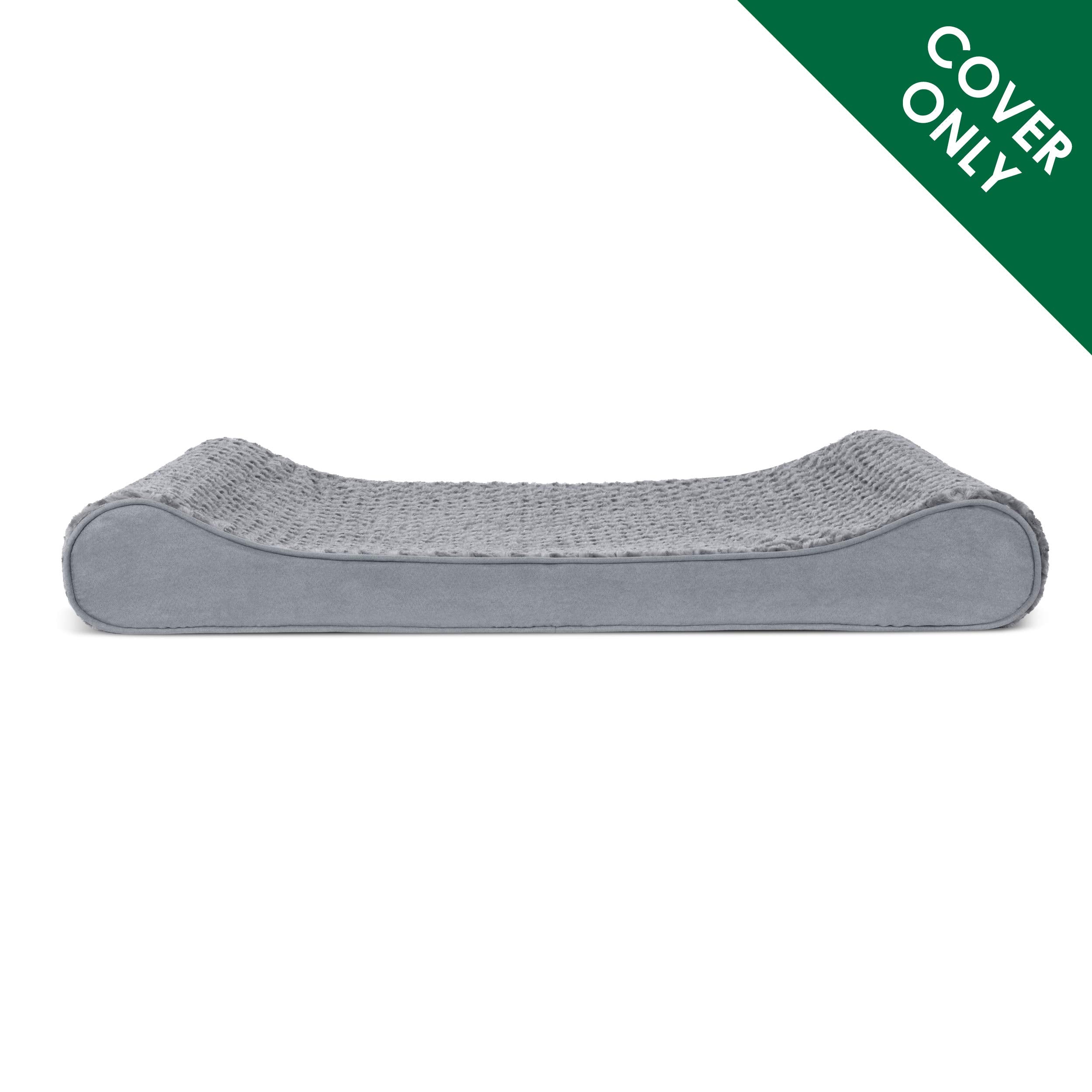 Furhaven Ultra Plush Faux Fur & Suede Dog Bed Cover, Jumbo Plus 51"x36", Machine Washable, Gray, Model CVR-31635087